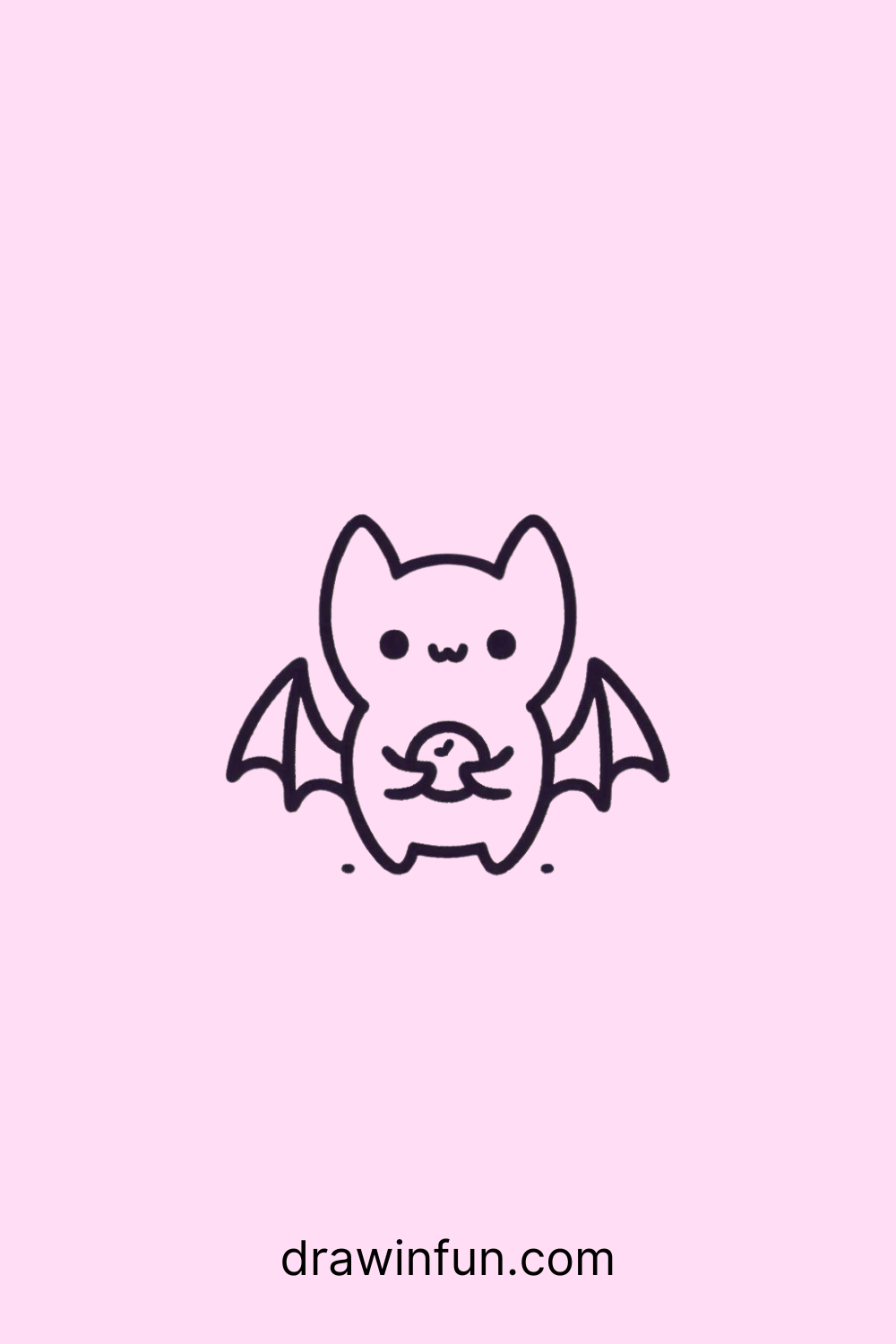 A bat holding a small pebble with a proud expression drawing