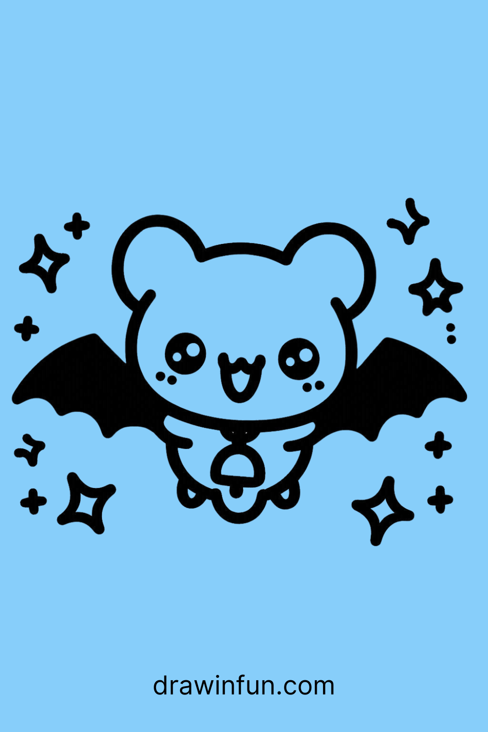 A bat playing with a small bell easy drawing