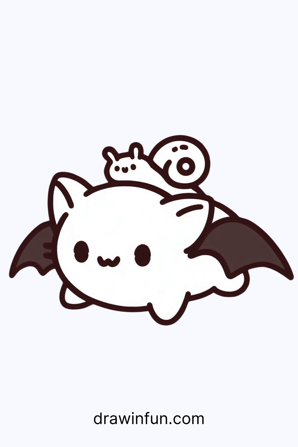 A bat with a tiny snail on its wing easy drawing