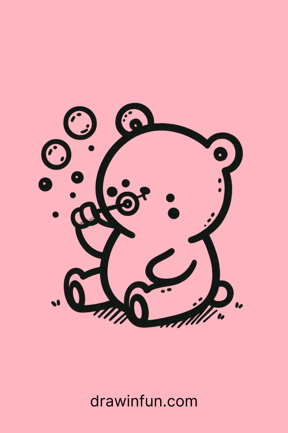 Bear with a Bubble easy drawing