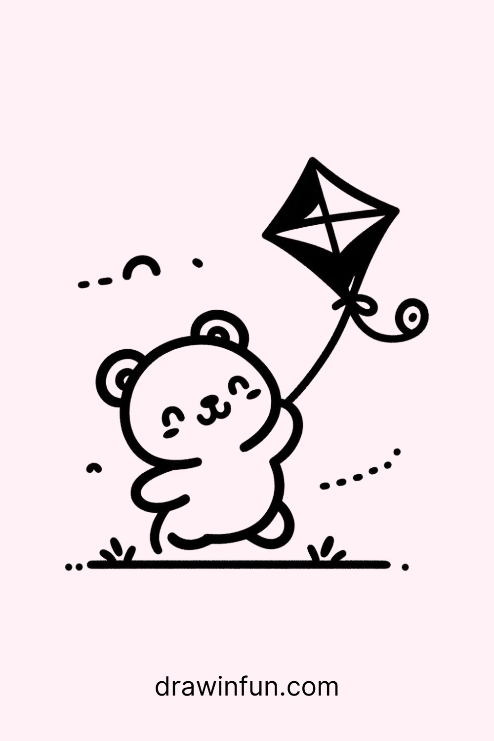 Bear with a Kite easy drawing