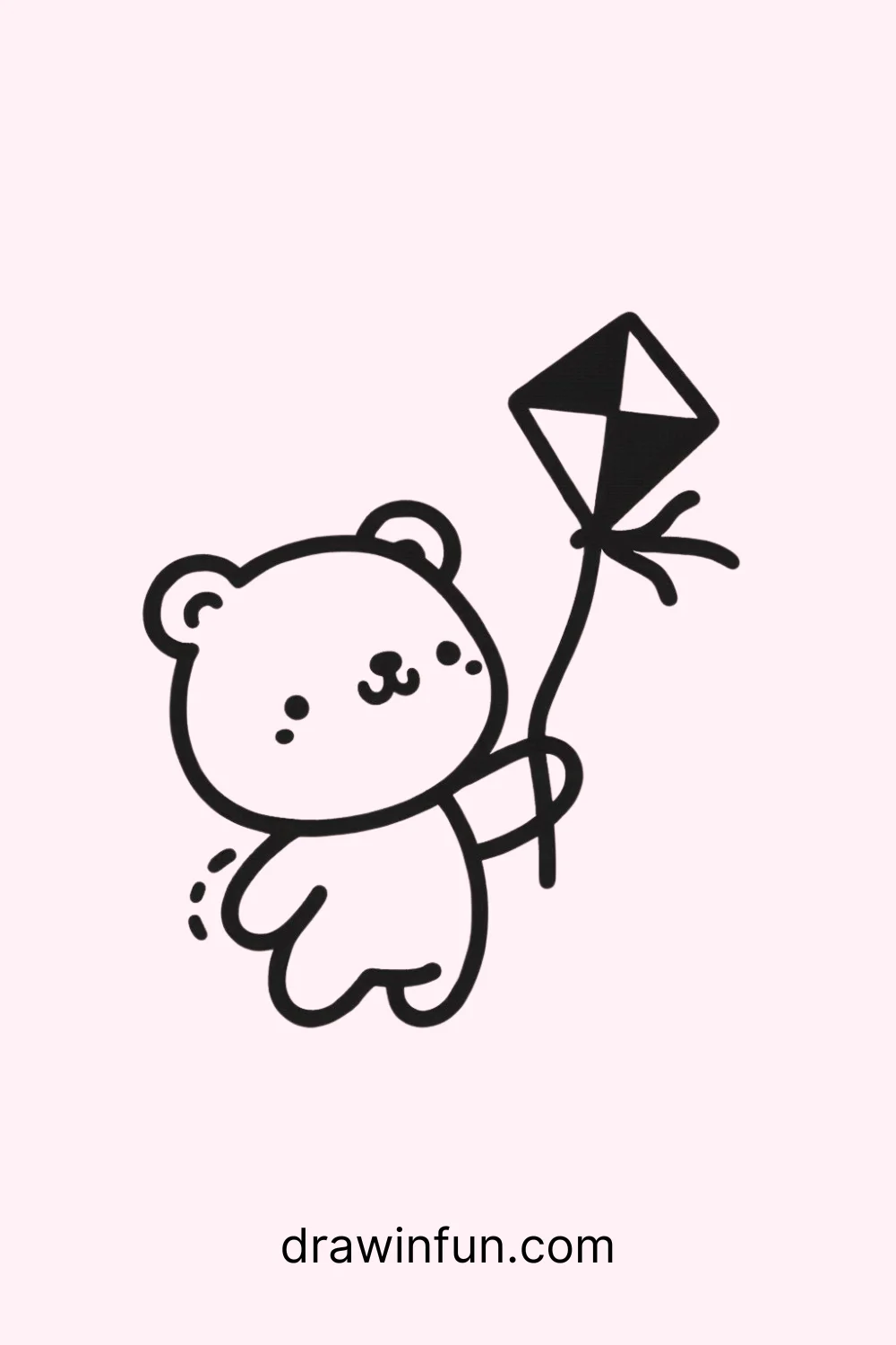 Bear with a Kite easy drawing