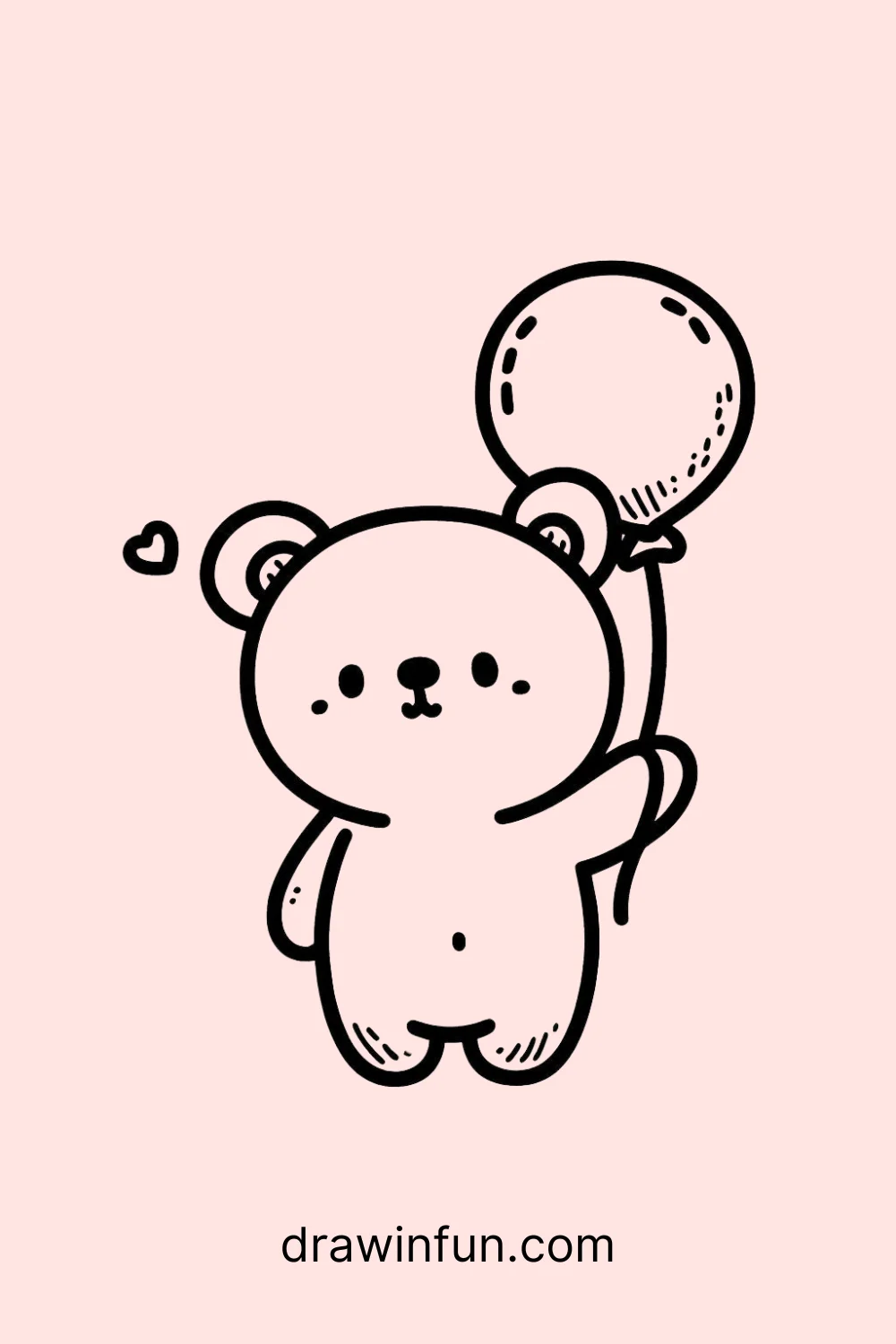 Bear with a Balloon easy drawing