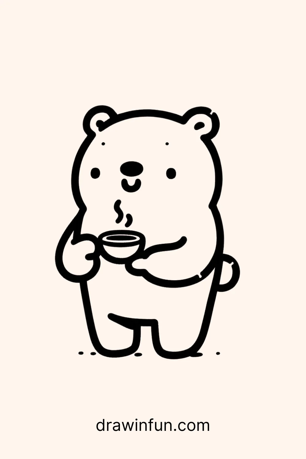 Bear with a Cup of Tea easy drawing