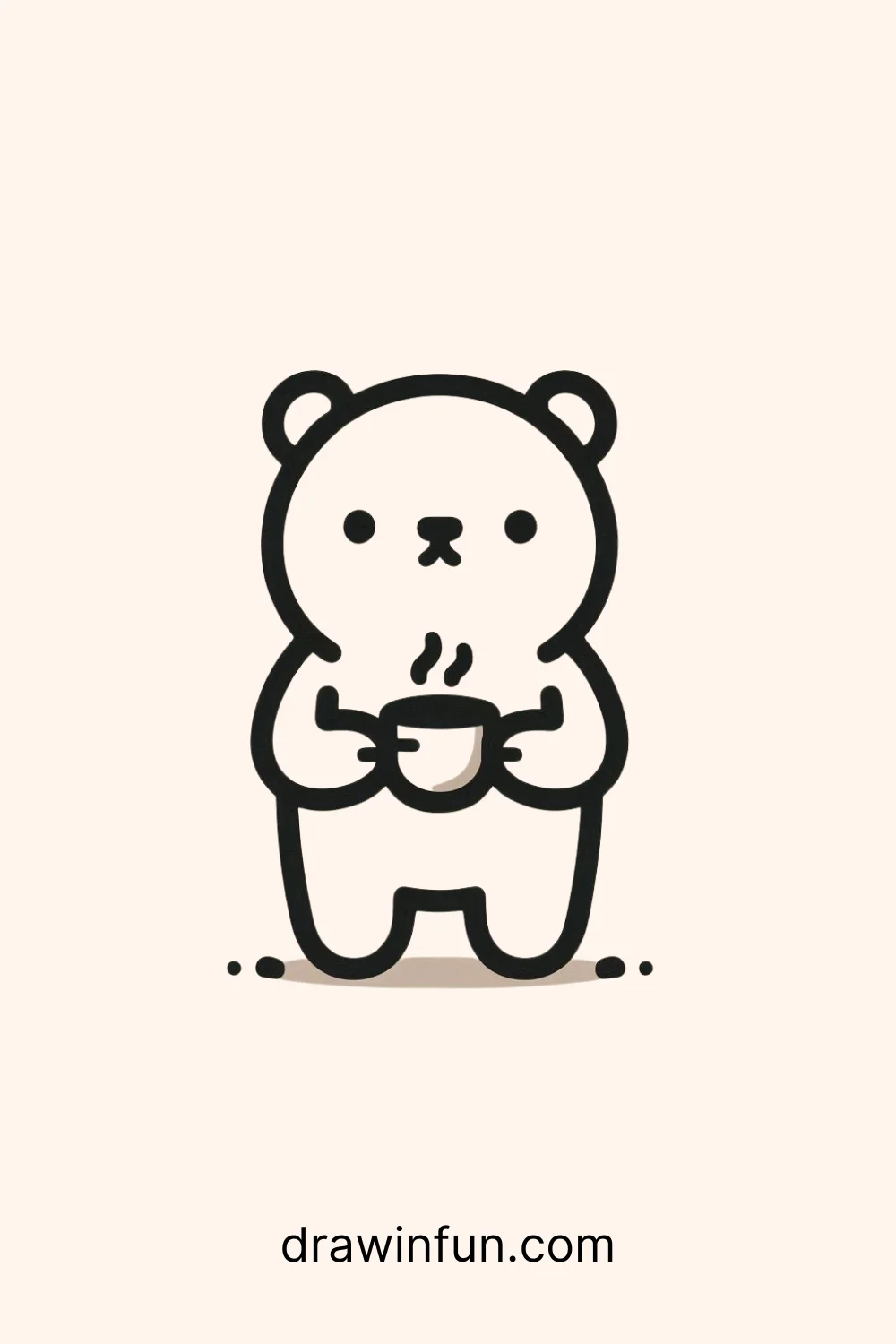 Bear with a Cup of Tea easy drawing