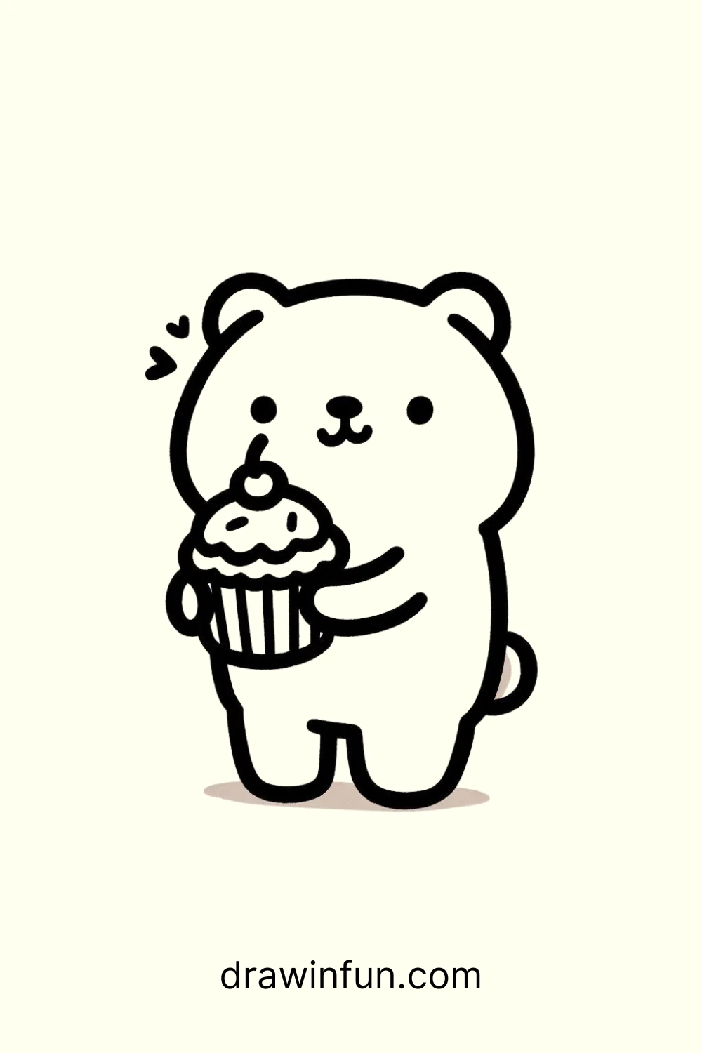 Bear with a Cupcake easy drawing