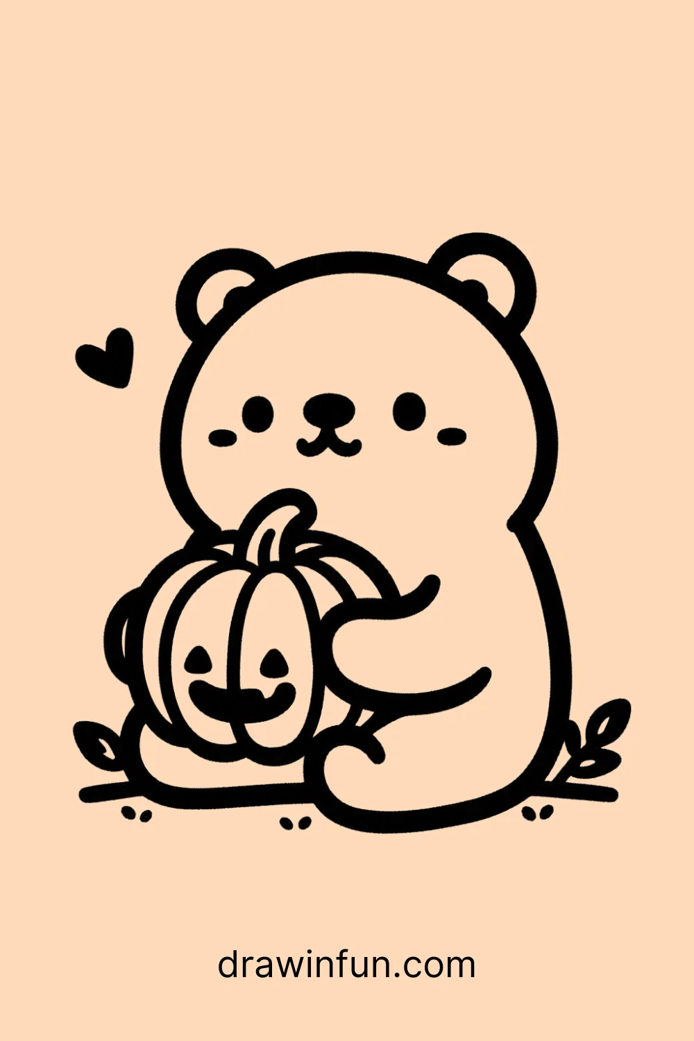 Bear with a Pumpkin easy drawing