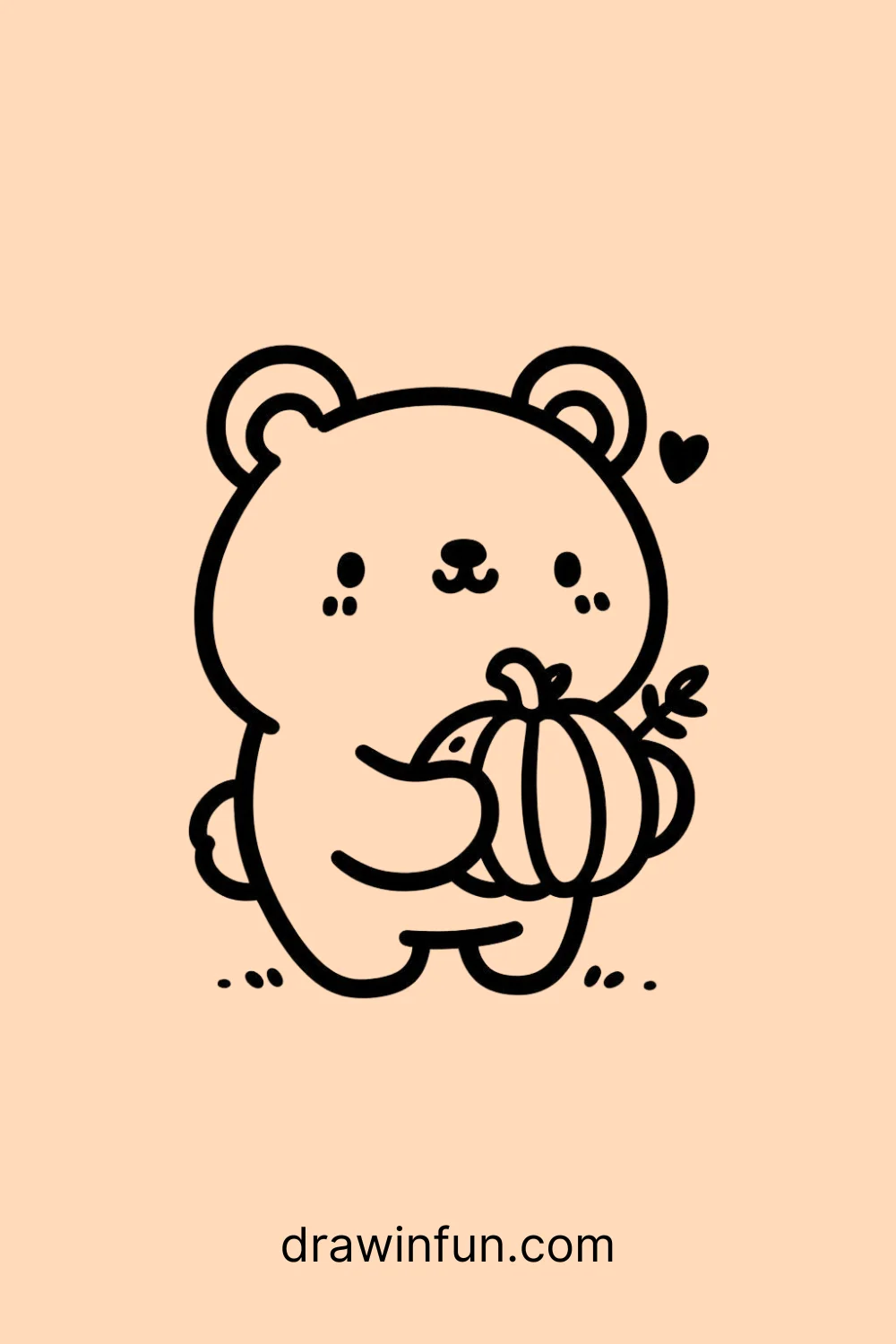 Bear with a Pumpkin easy drawing