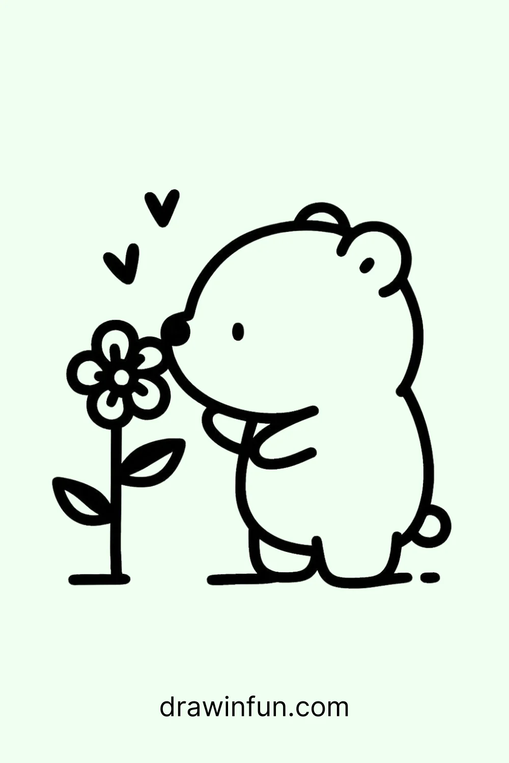 Bear with a Flower easy drawing