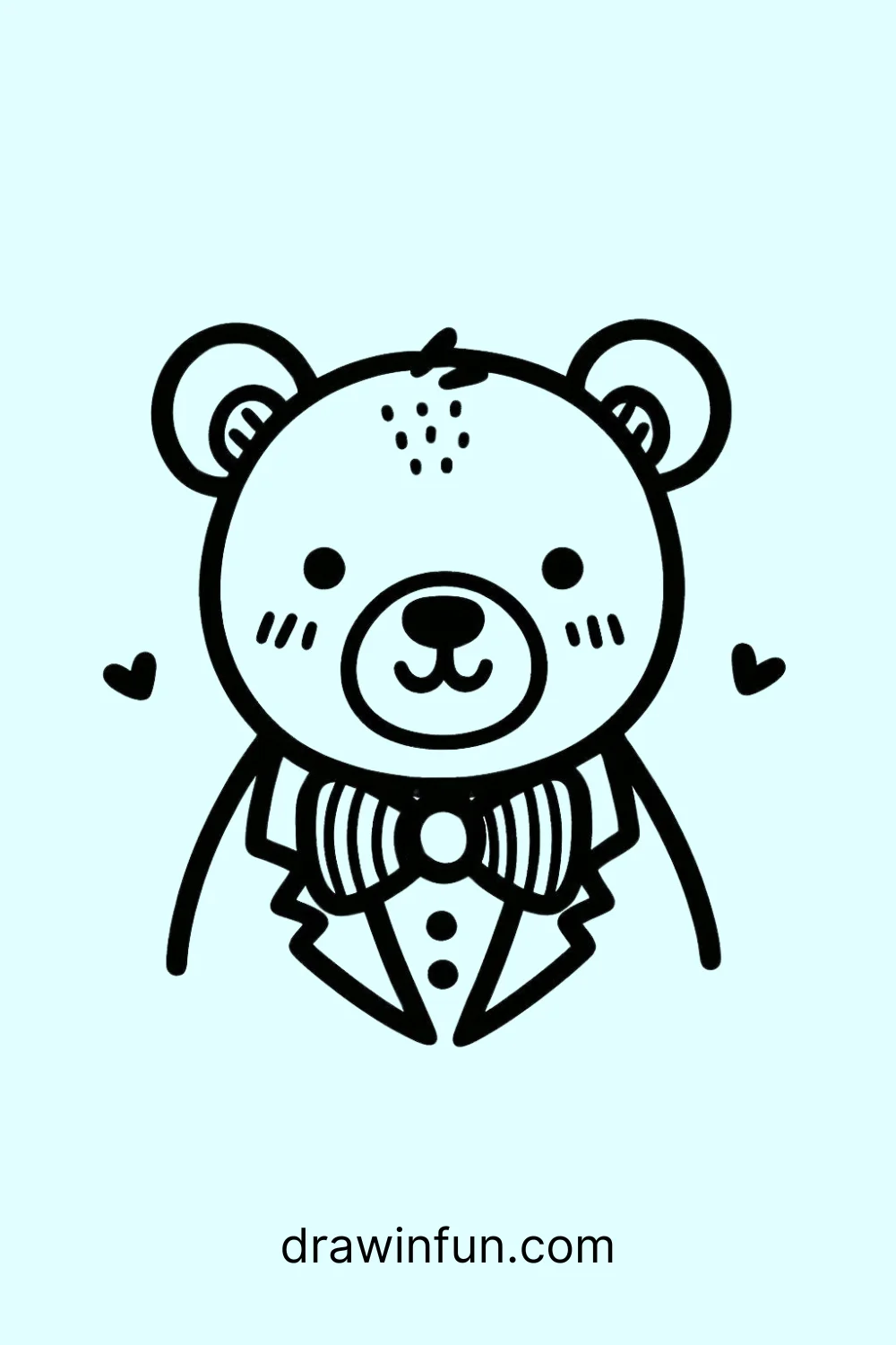 Bear with a Bowtie easy drawing