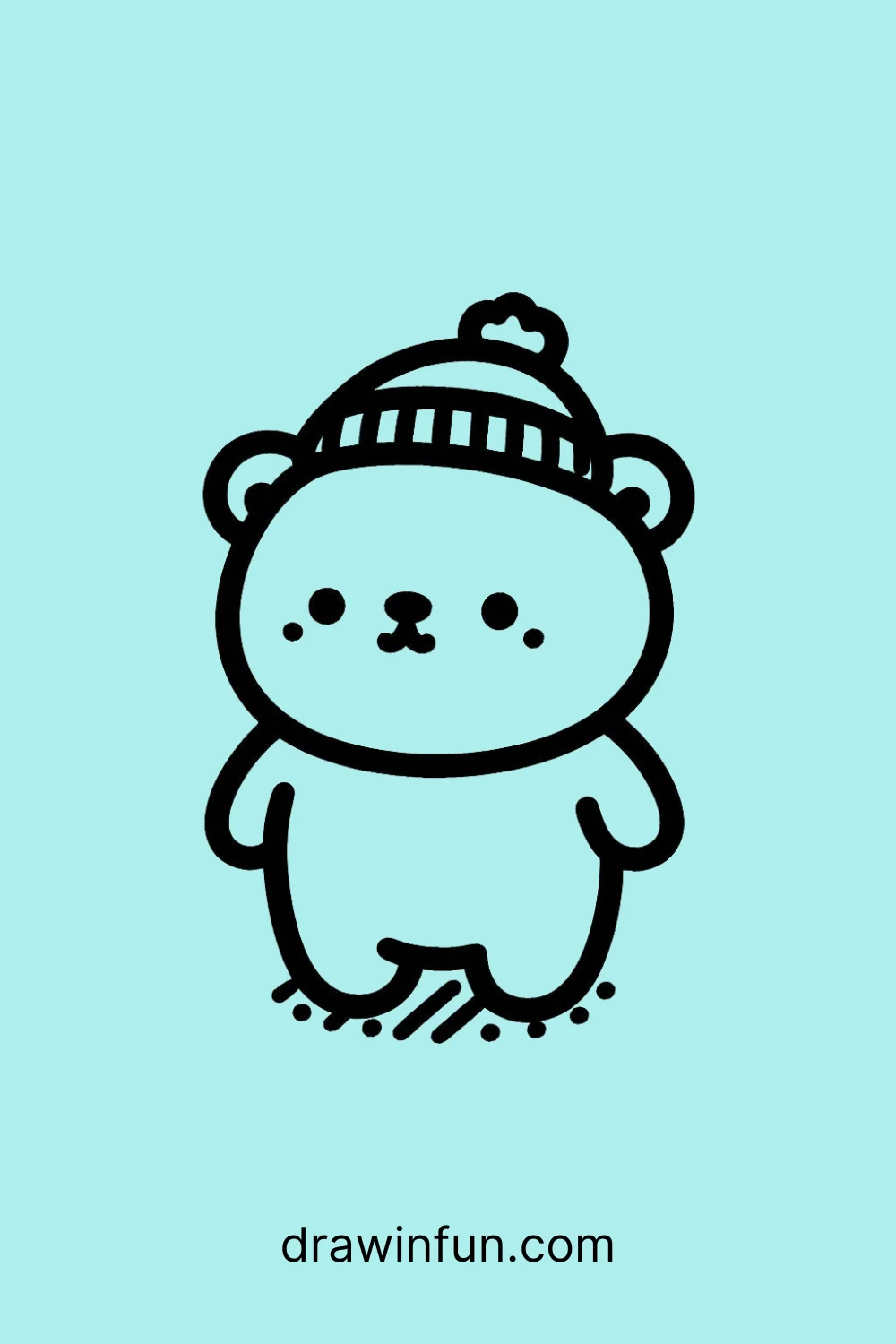 Bear with a Hat easy drawing