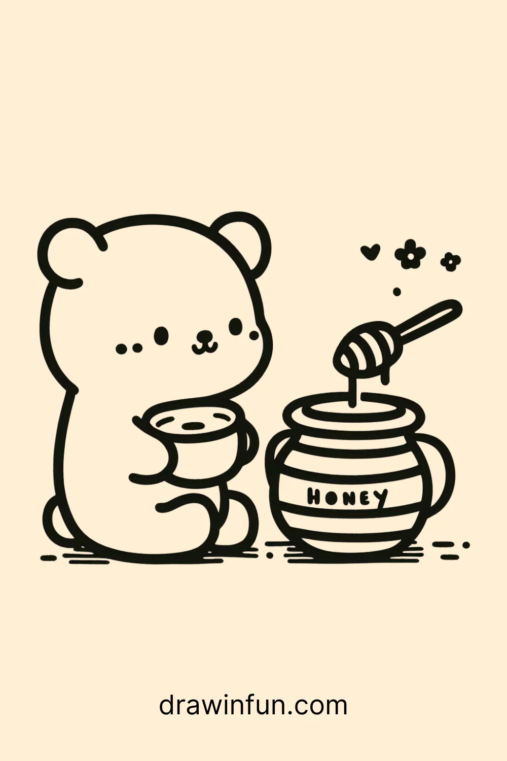 Bear with a Honey Pot easy drawing