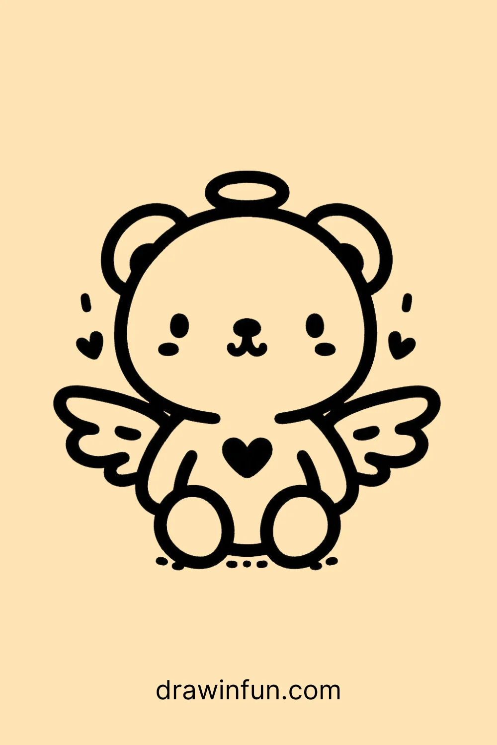 Bear with Angel Wings easy drawing