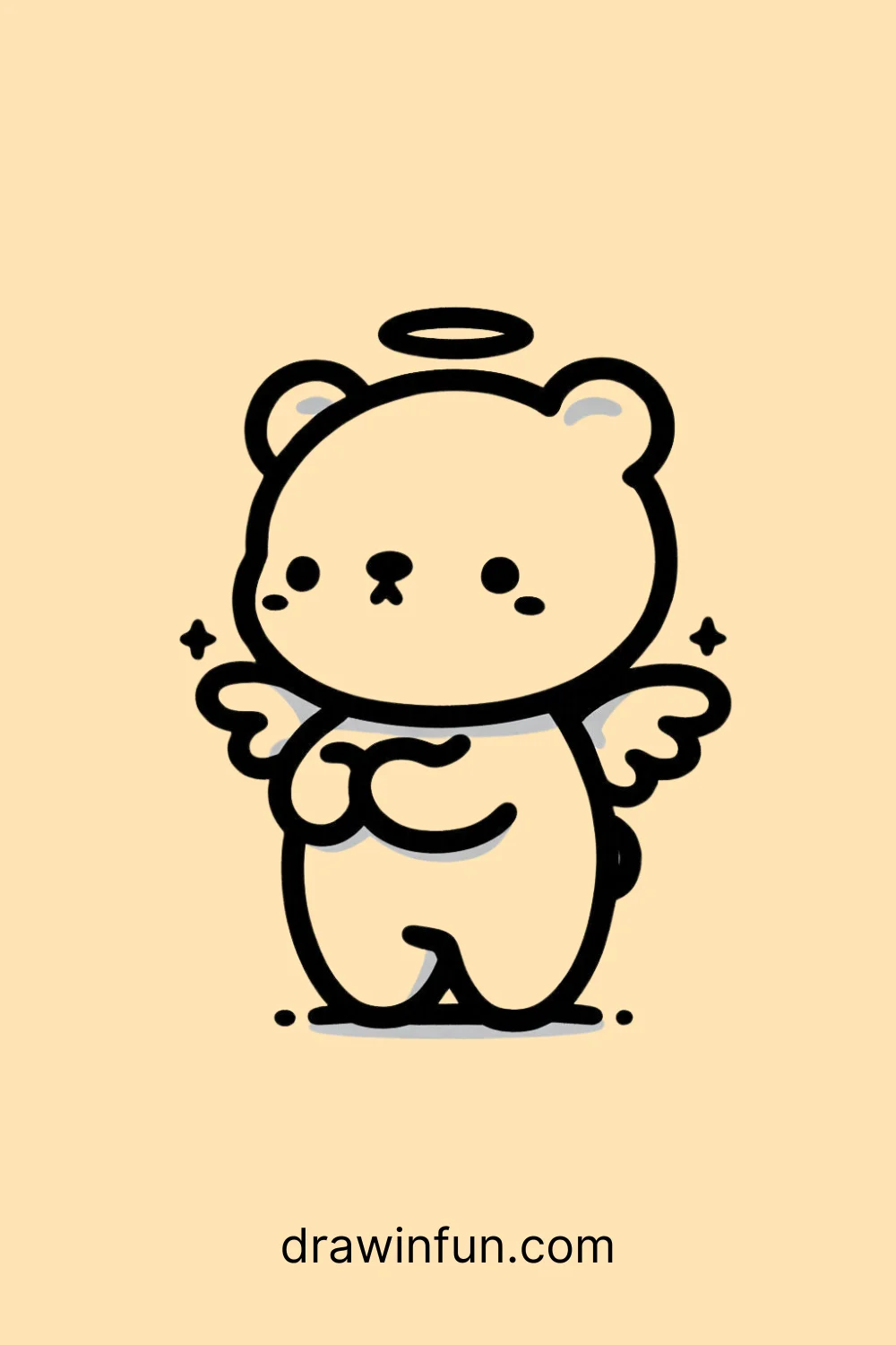 Bear with Angel Wings easy drawing