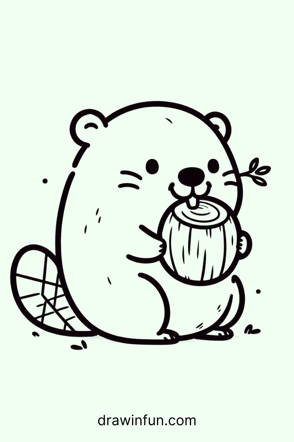 A beaver gnawing on a tree easy drawing