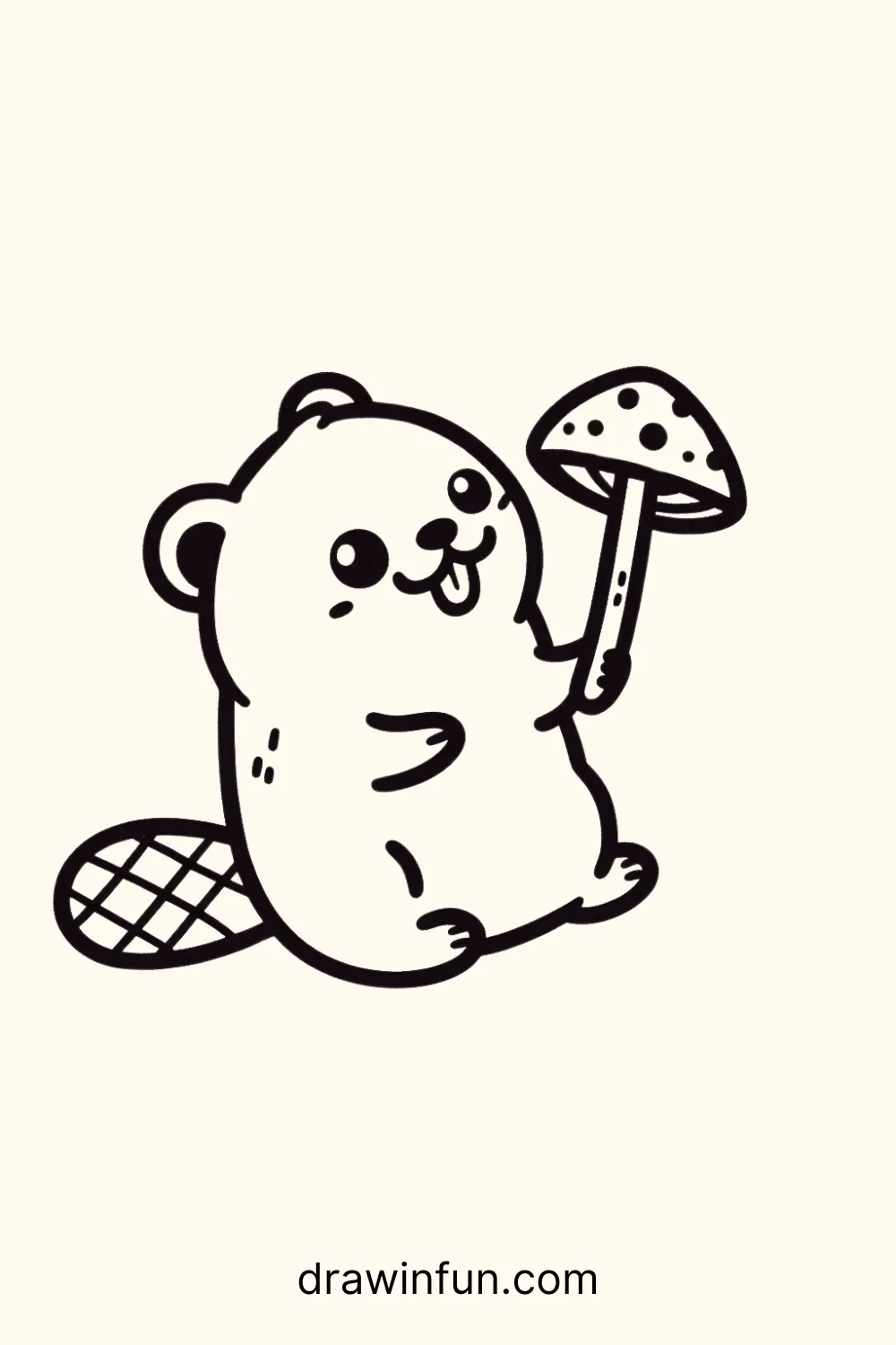 A beaver holding a mushroom easy drawing