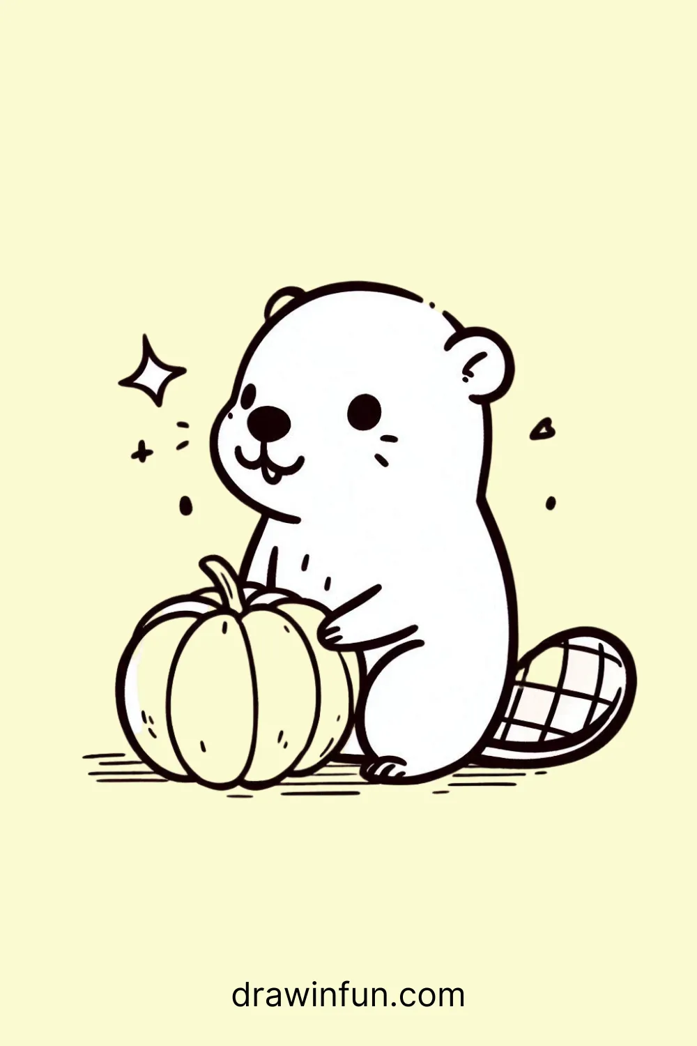 A beaver holding a pumpkin easy drawing