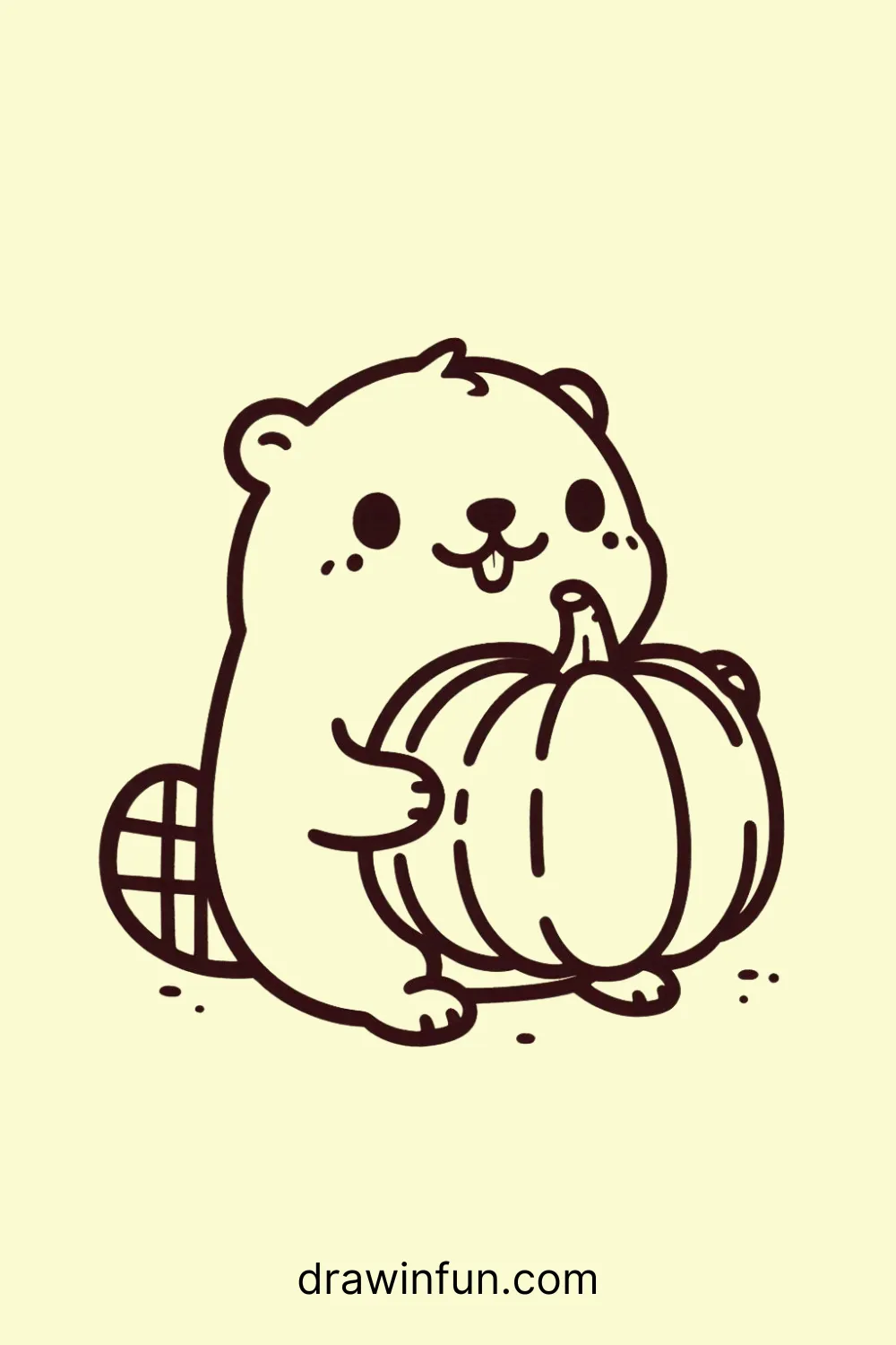 A beaver holding a pumpkin easy drawing