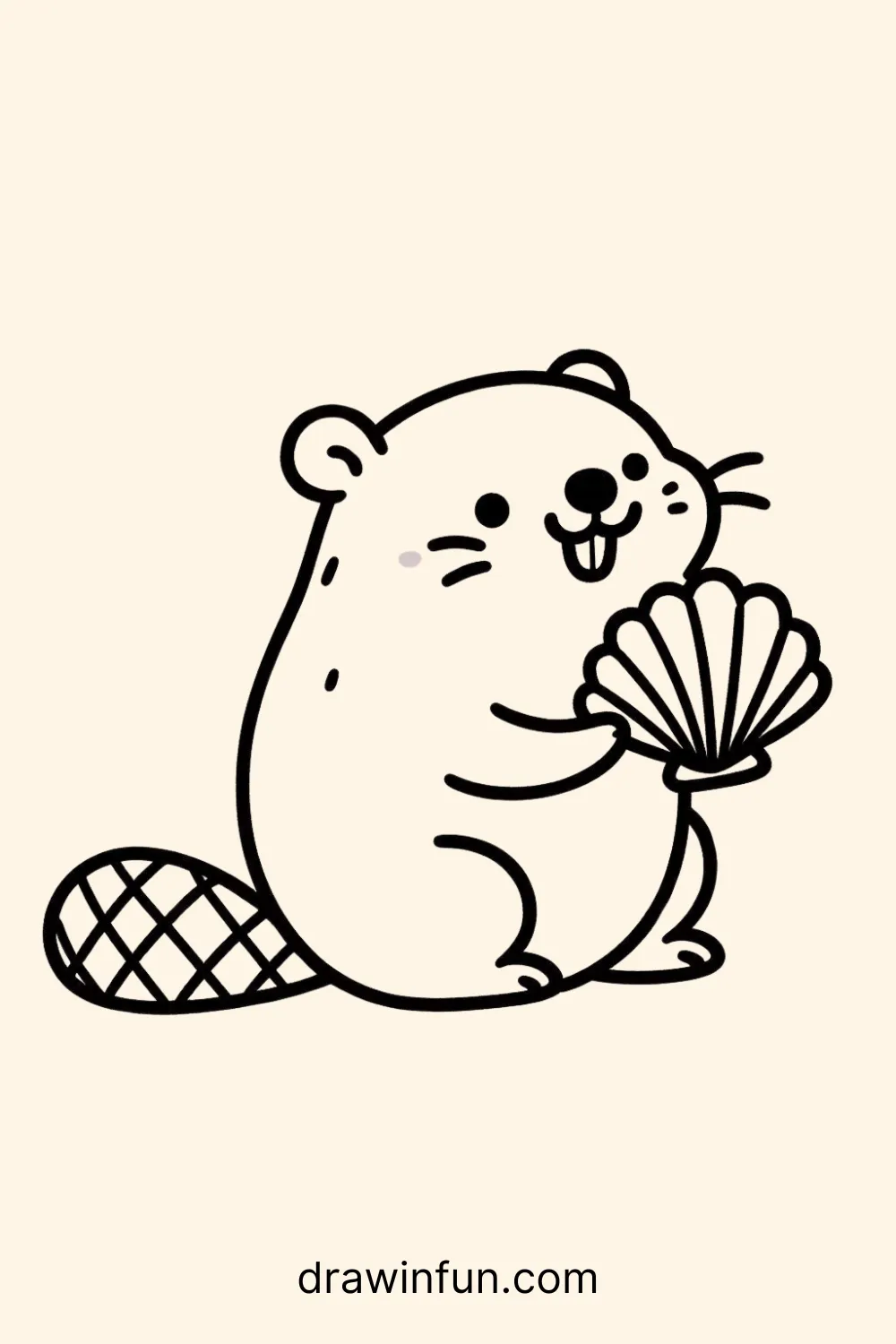 A beaver holding a seashell