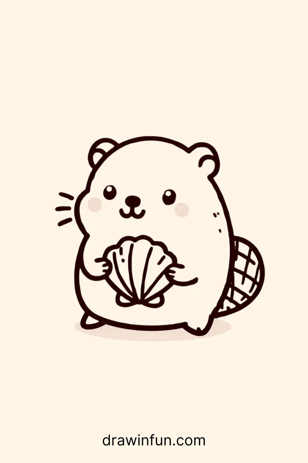 A beaver holding a seashell