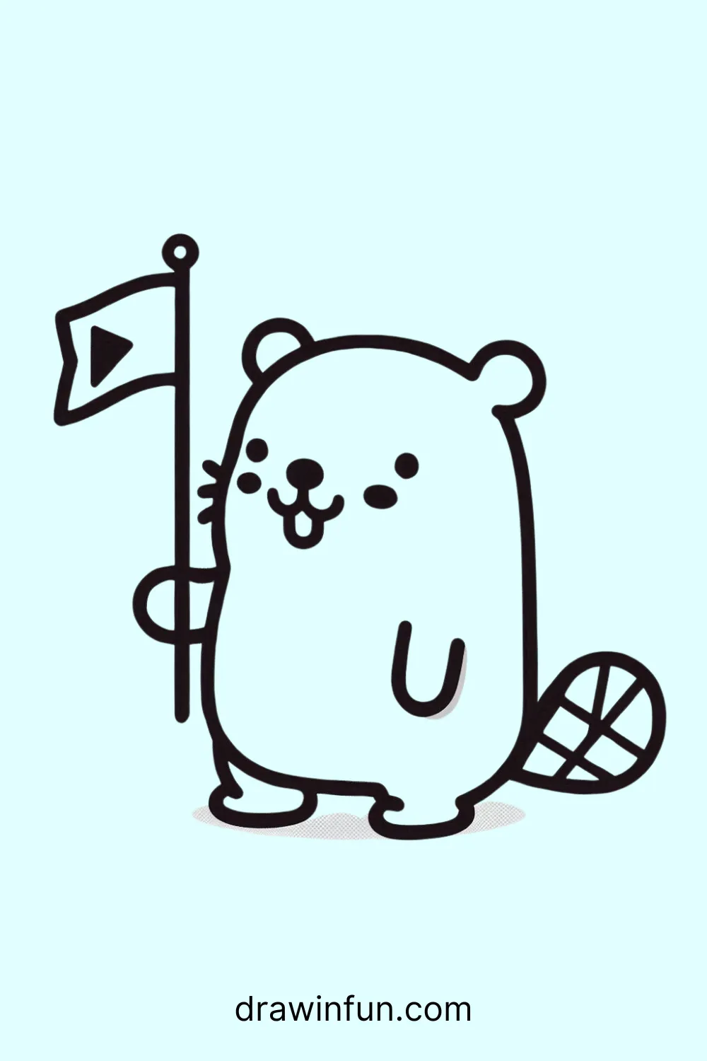 A beaver holding a tiny flag easy drawing