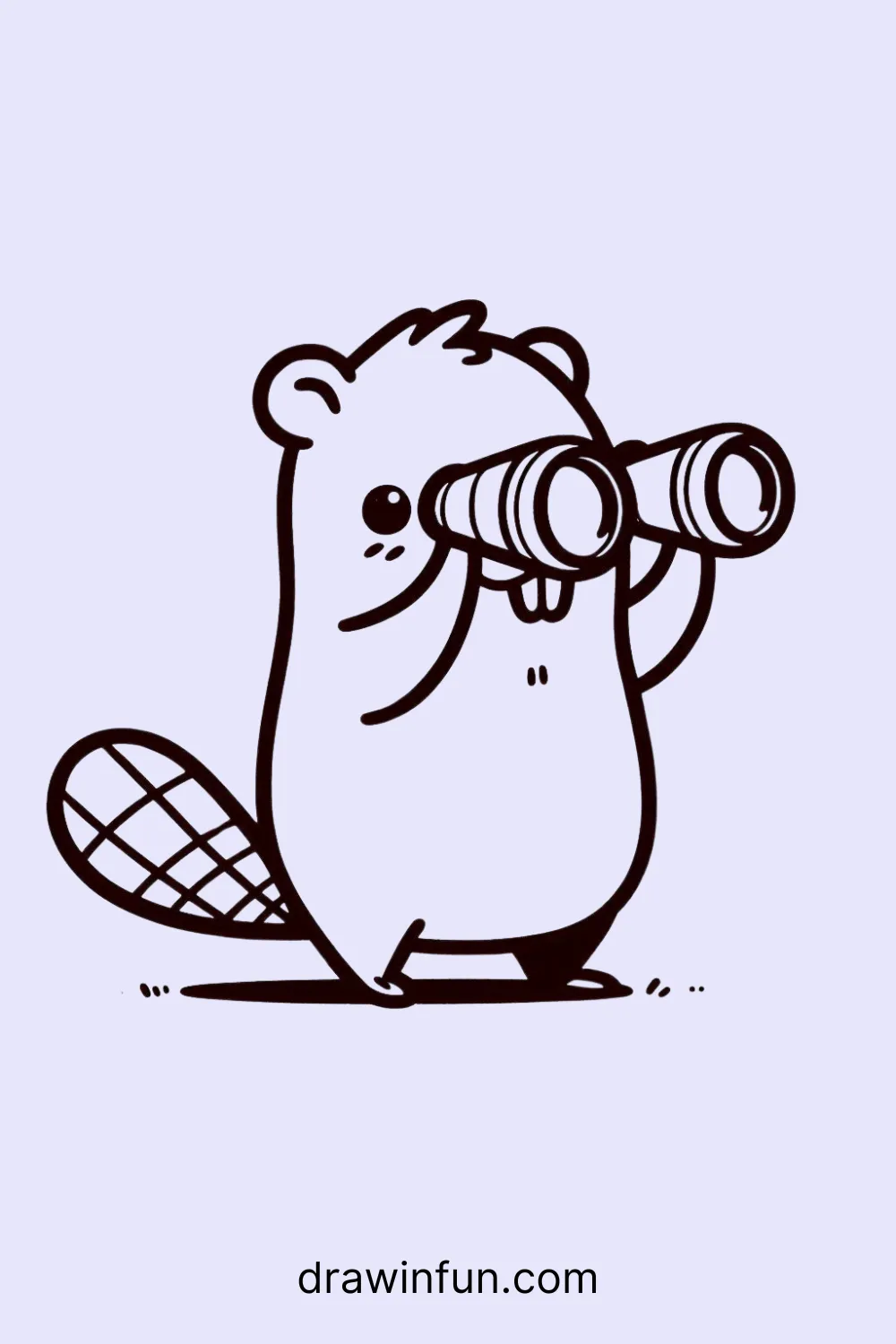 A beaver looking through binoculars easy drawing