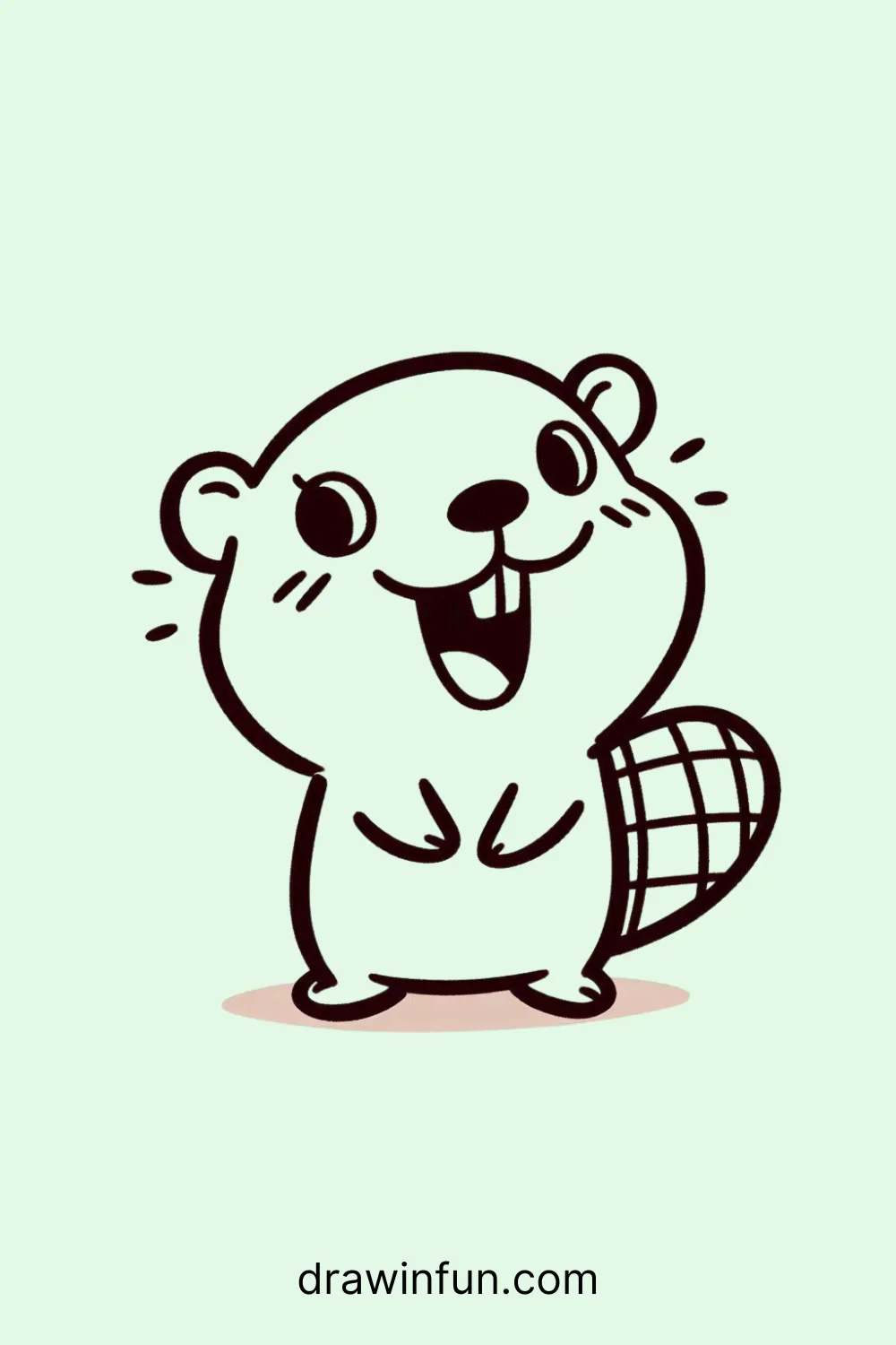 A beaver making a funny face easy drawing