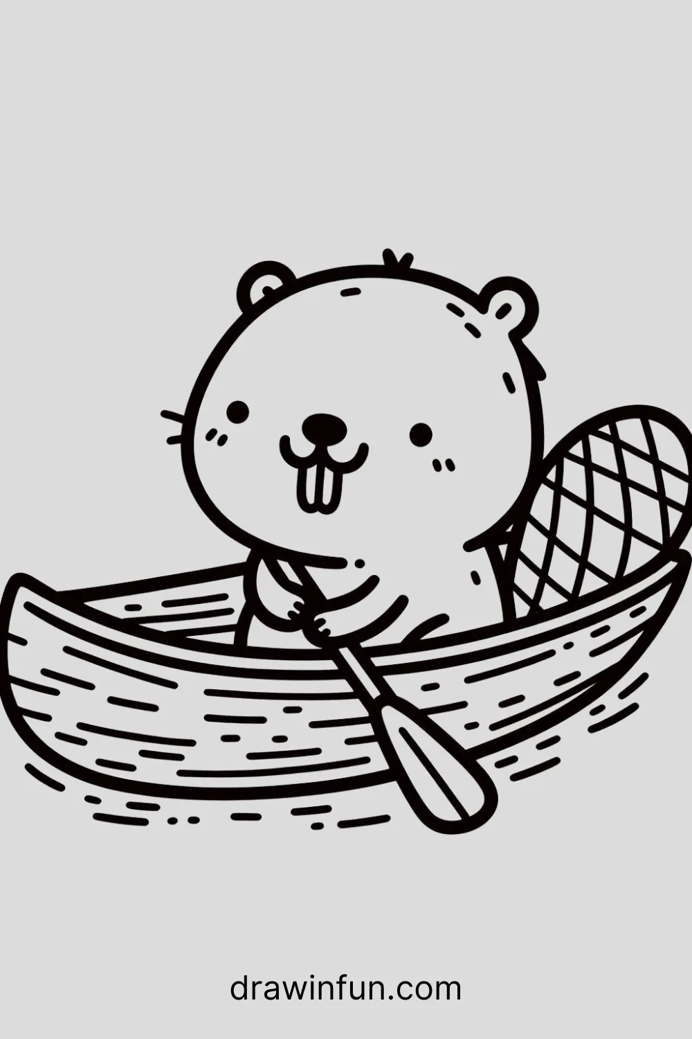 A beaver sitting in a canoe easy drawing