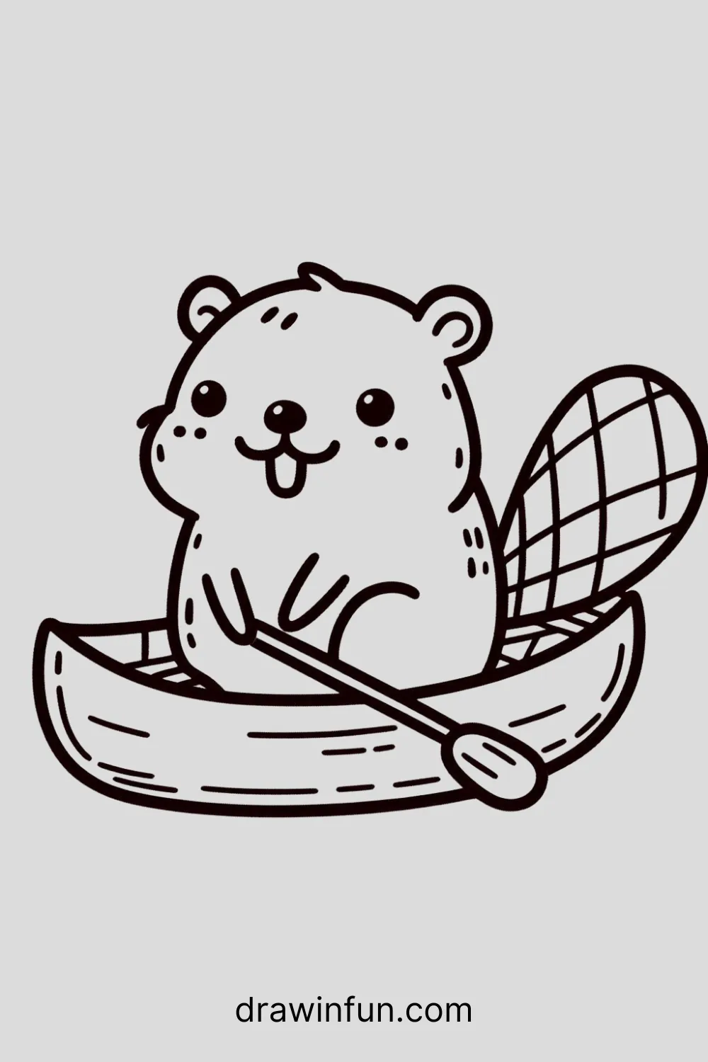 A beaver sitting in a canoe easy drawing