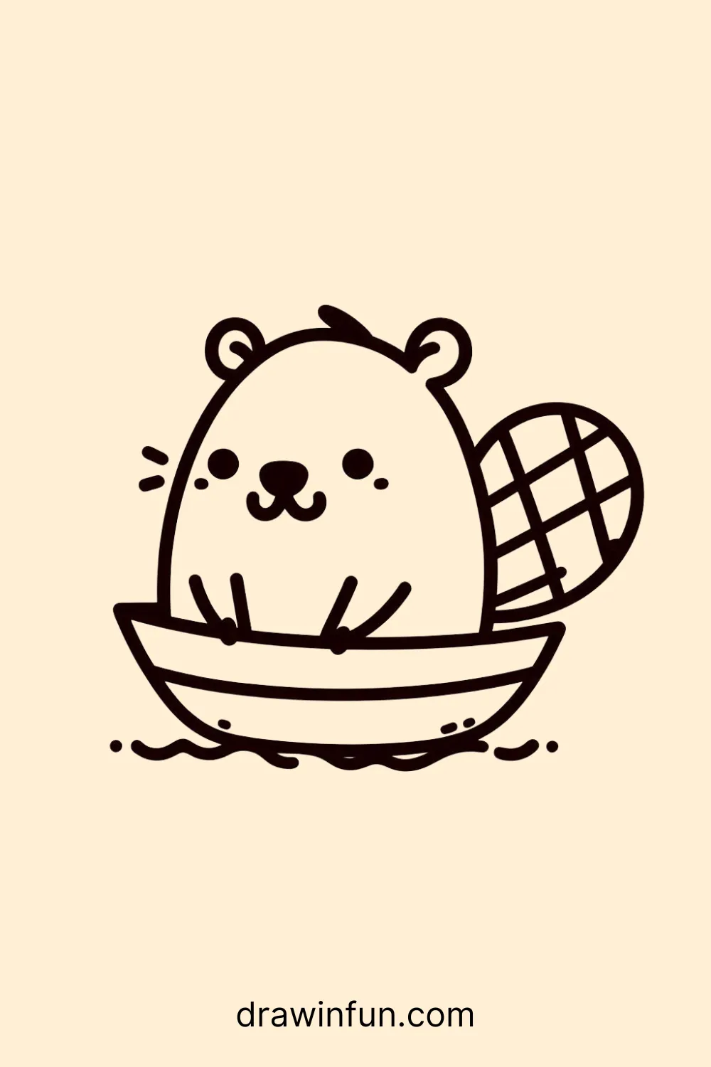 A beaver sitting in a small boat easy drawing