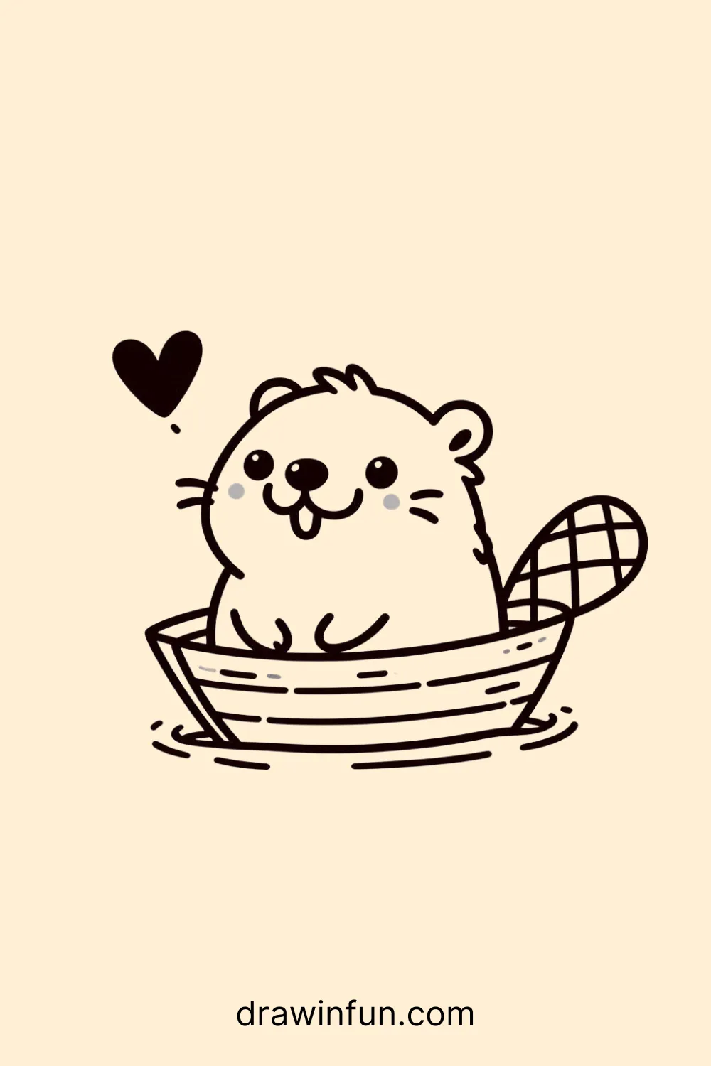 A beaver sitting in a small boat easy drawing