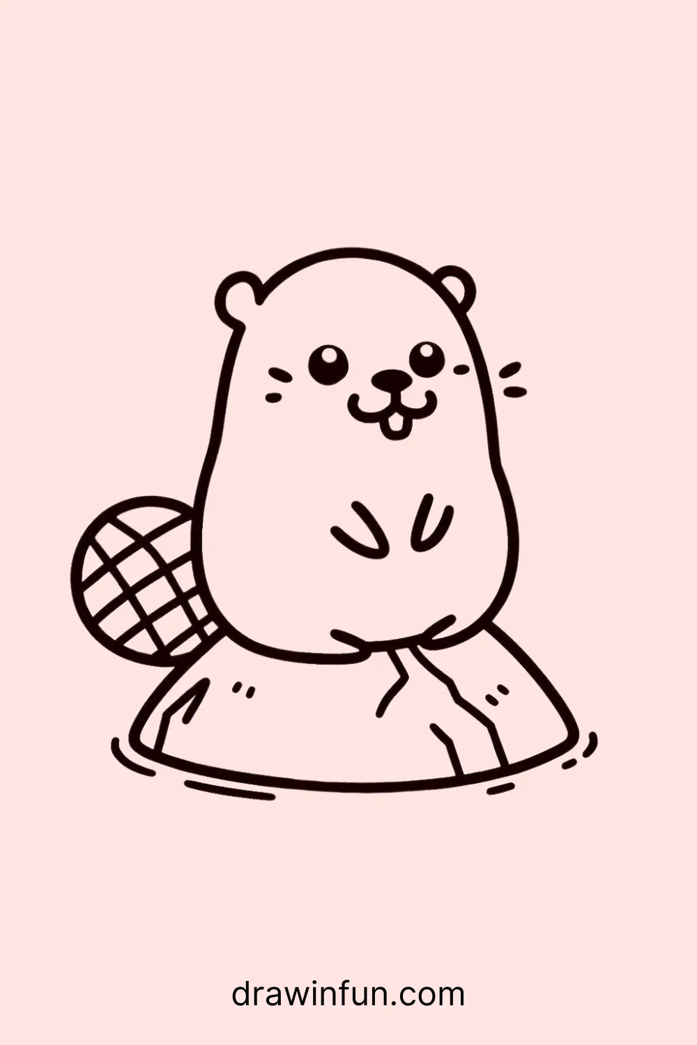 A beaver sitting on a rock easy drawing