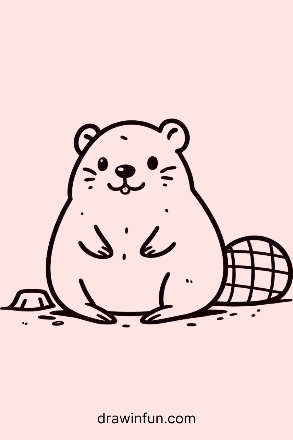 A beaver sitting on a rock easy drawing