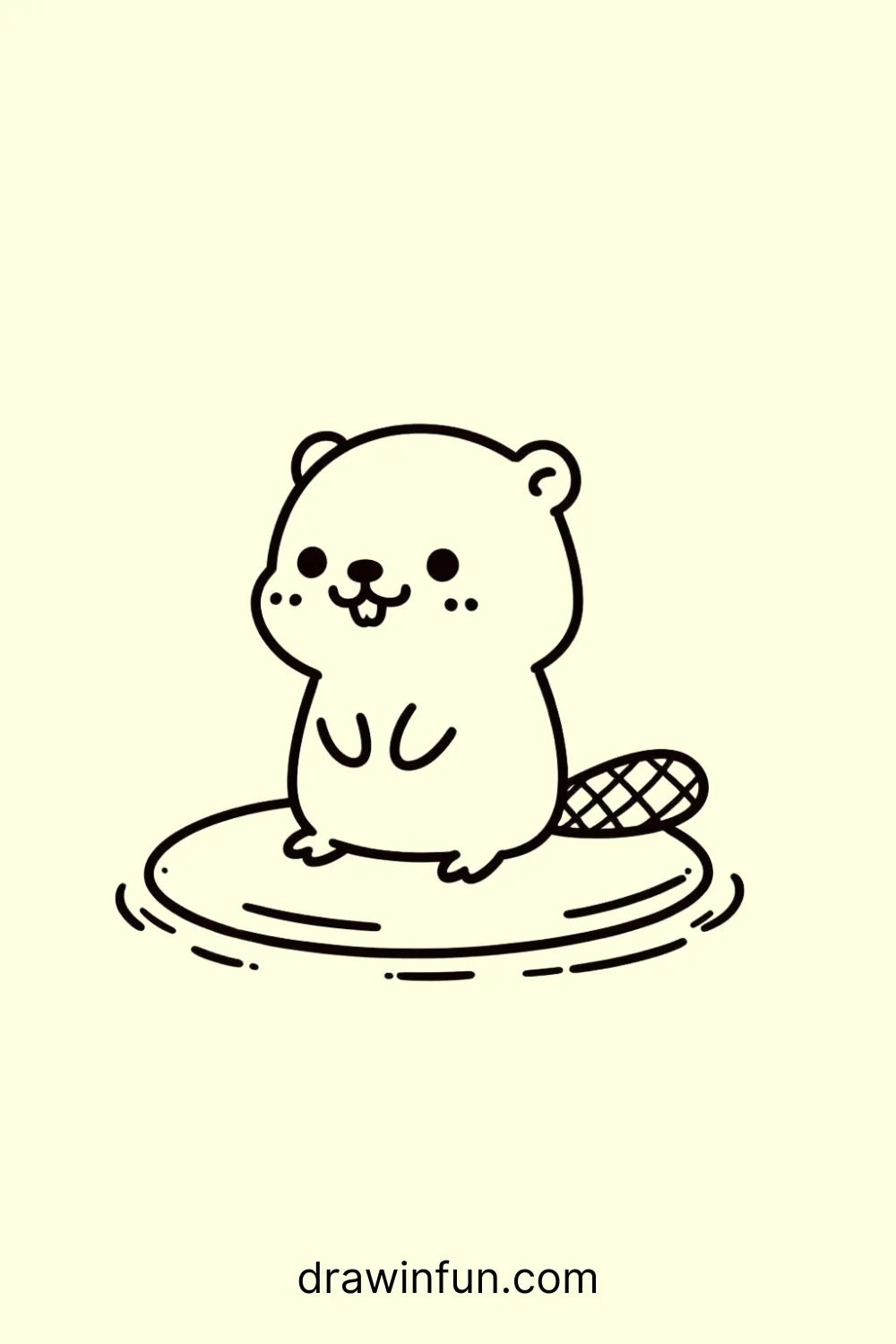 A beaver standing on a lily pad easy drawing