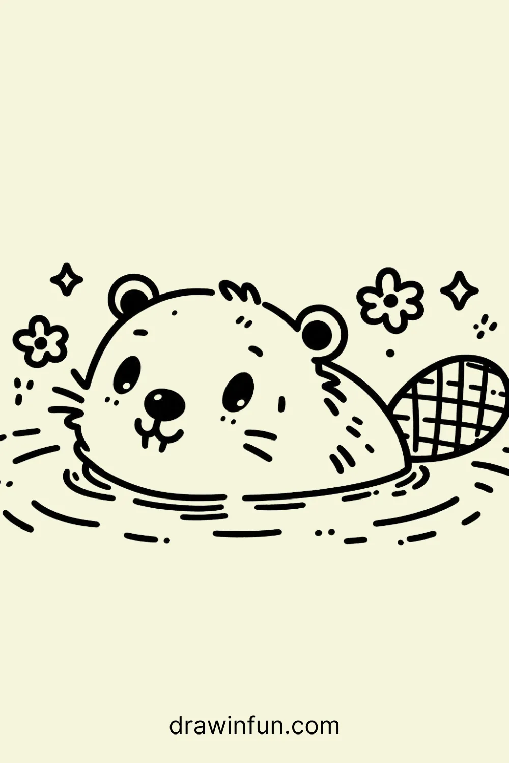 A beaver swimming in a pond easy drawing