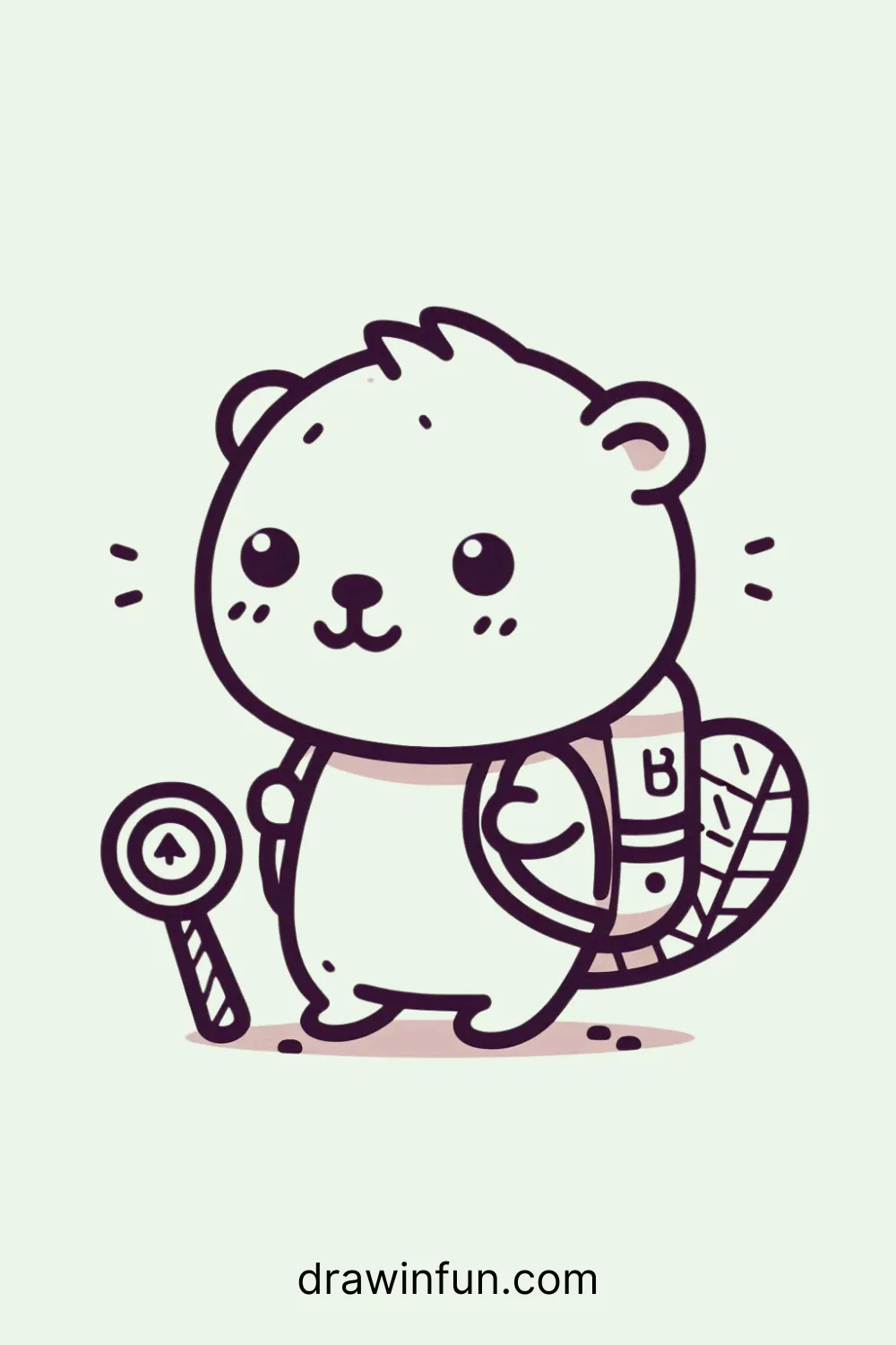 A beaver with a backpack easy drawing