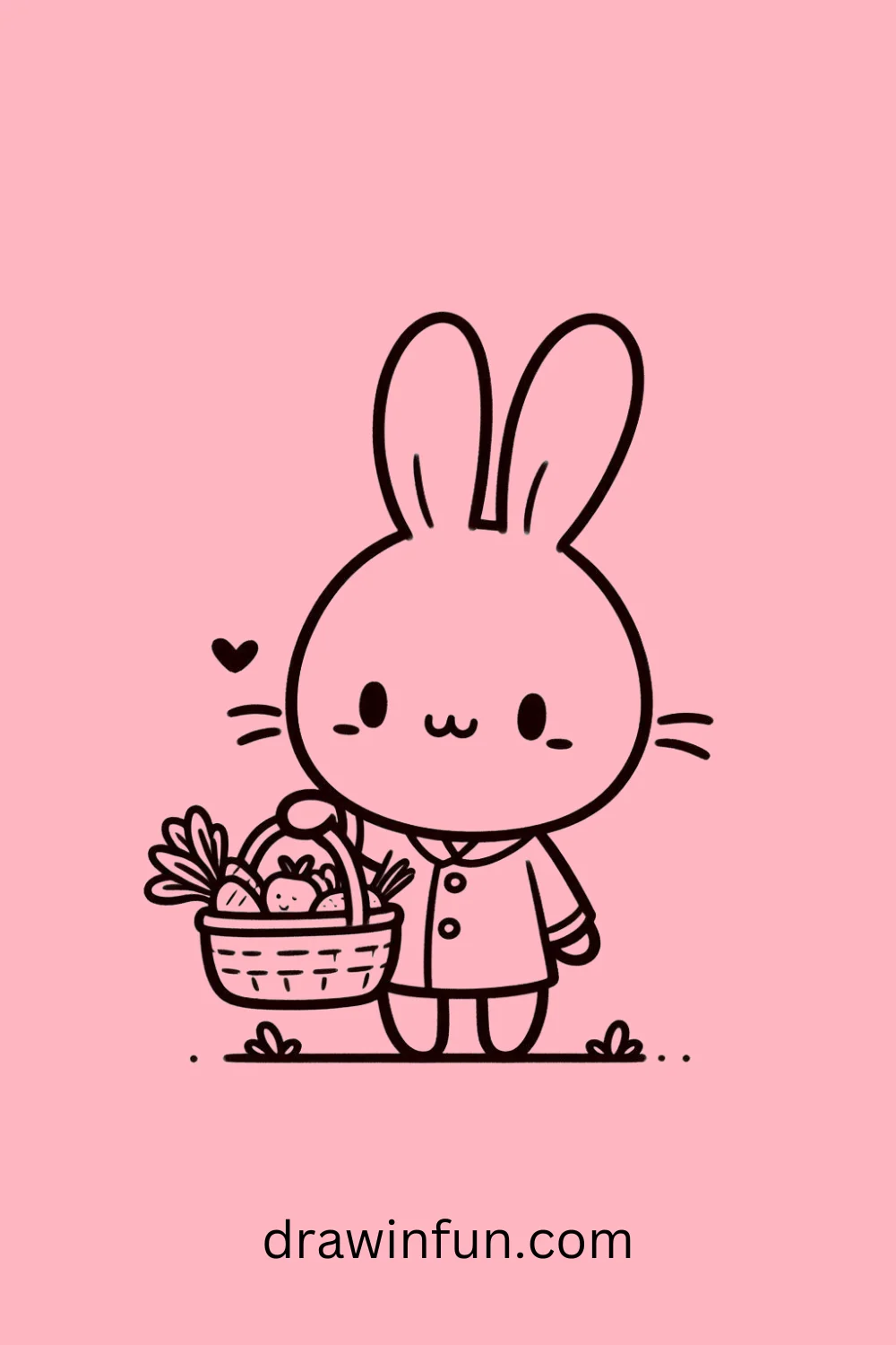 Bunny with a Basket easy drawing