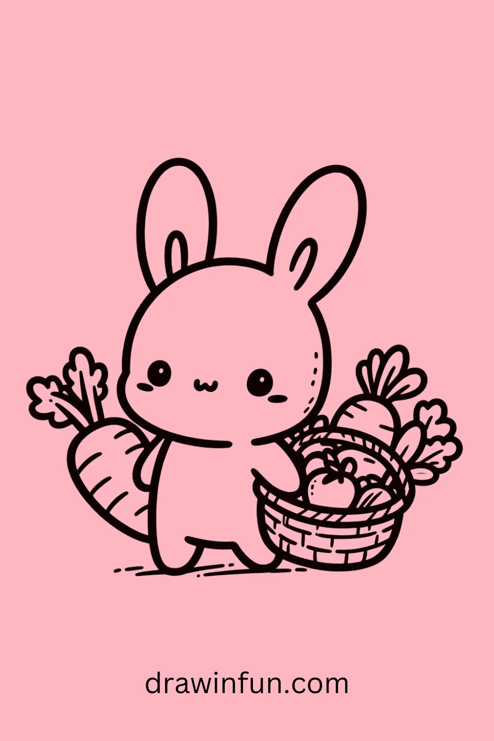 Bunny with a Basket easy drawing