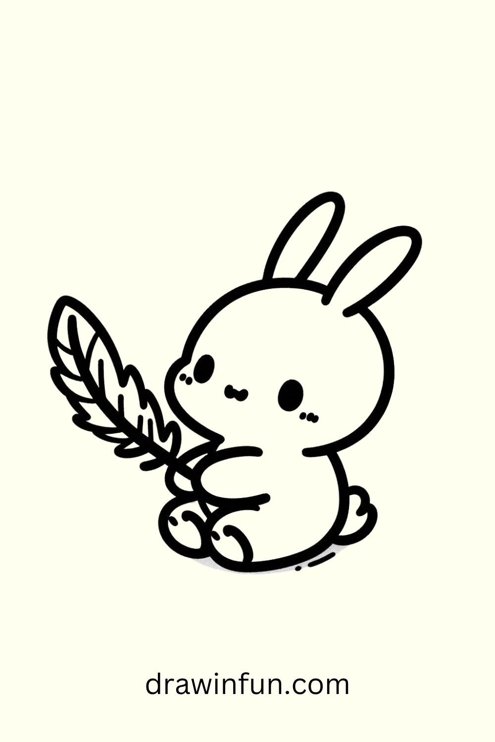 Bunny with a Feather easy drawing