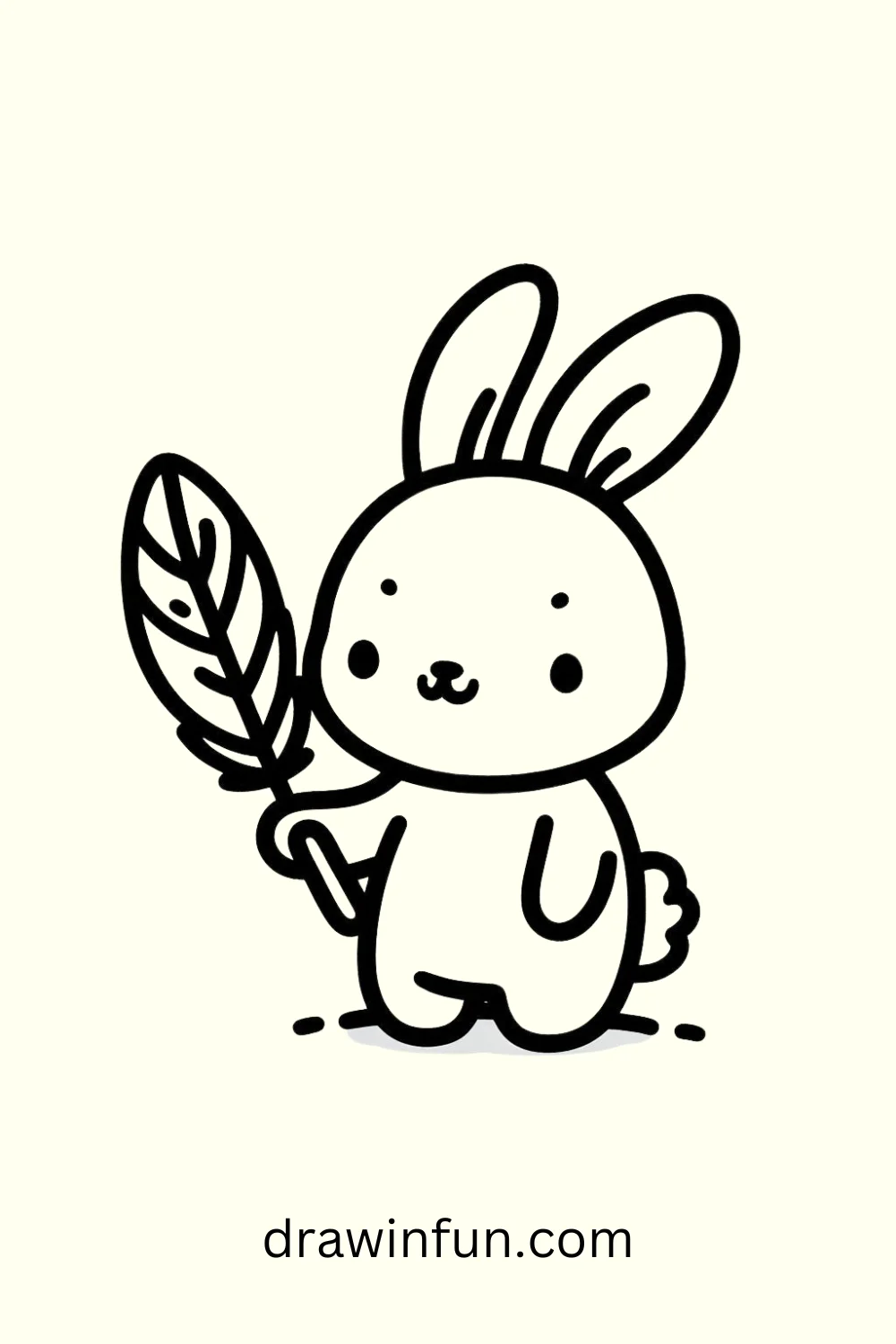 Bunny with a Feather easy drawing