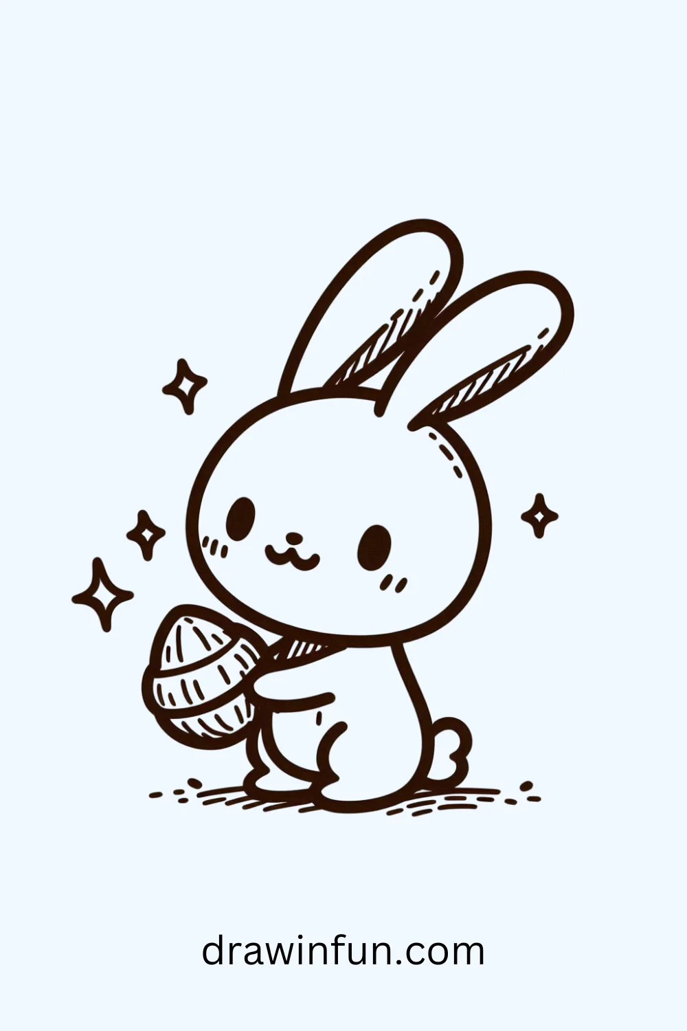 Bunny with a Nut easy drawing