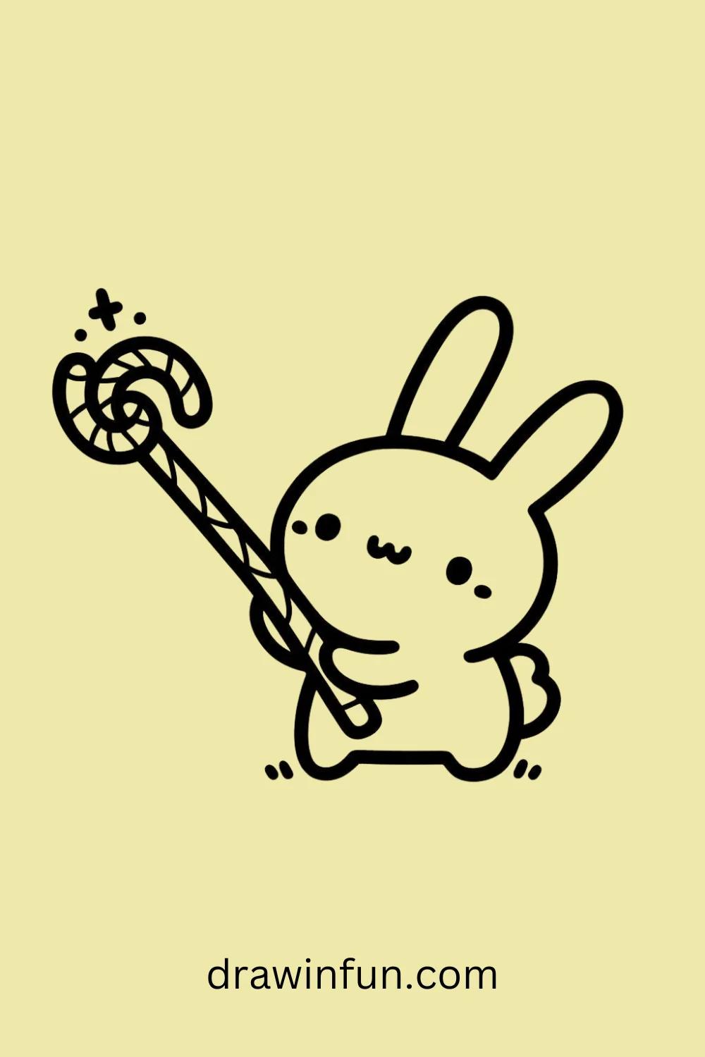 Bunny with a Stick easy drawing