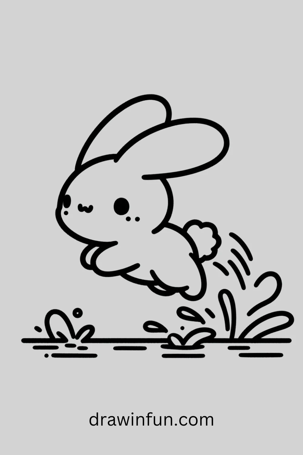 Bunny Leaping Across a Stream easy drawing