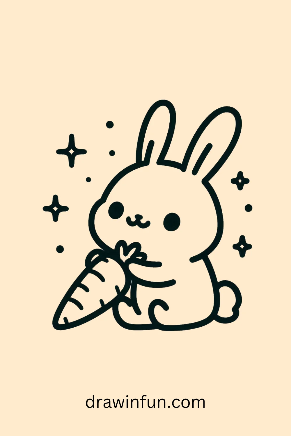 Bunny Eating a Carrot easy drawing