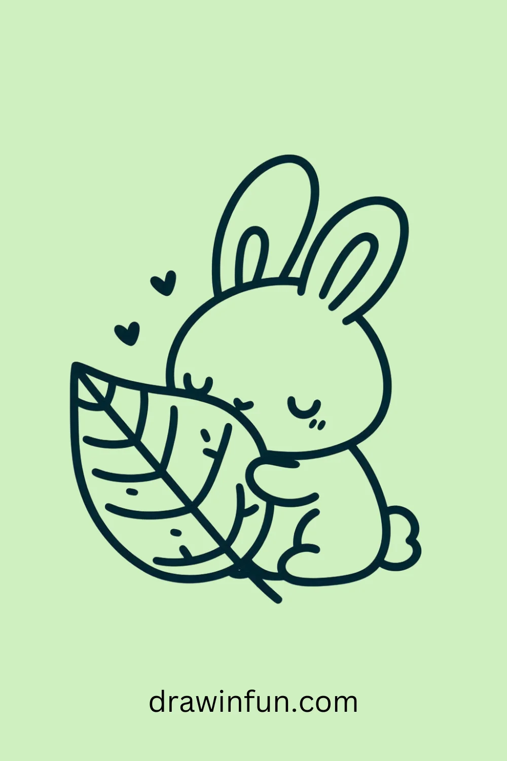 Bunny with a Leaf easy drawing