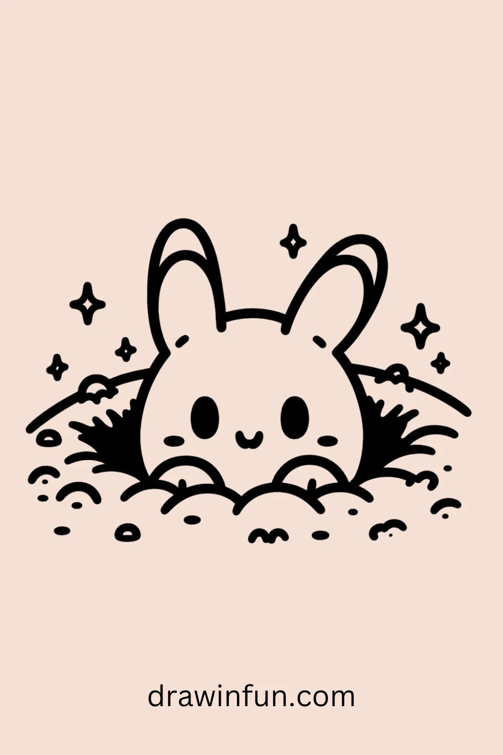 Bunny in a Burrow easy drawing