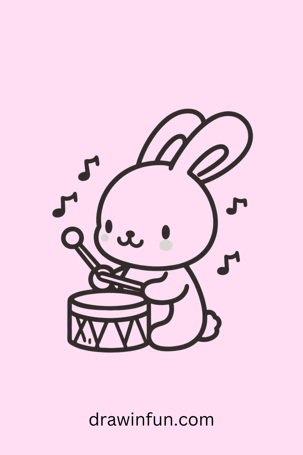 Bunny with a Toy Drum easy drawing