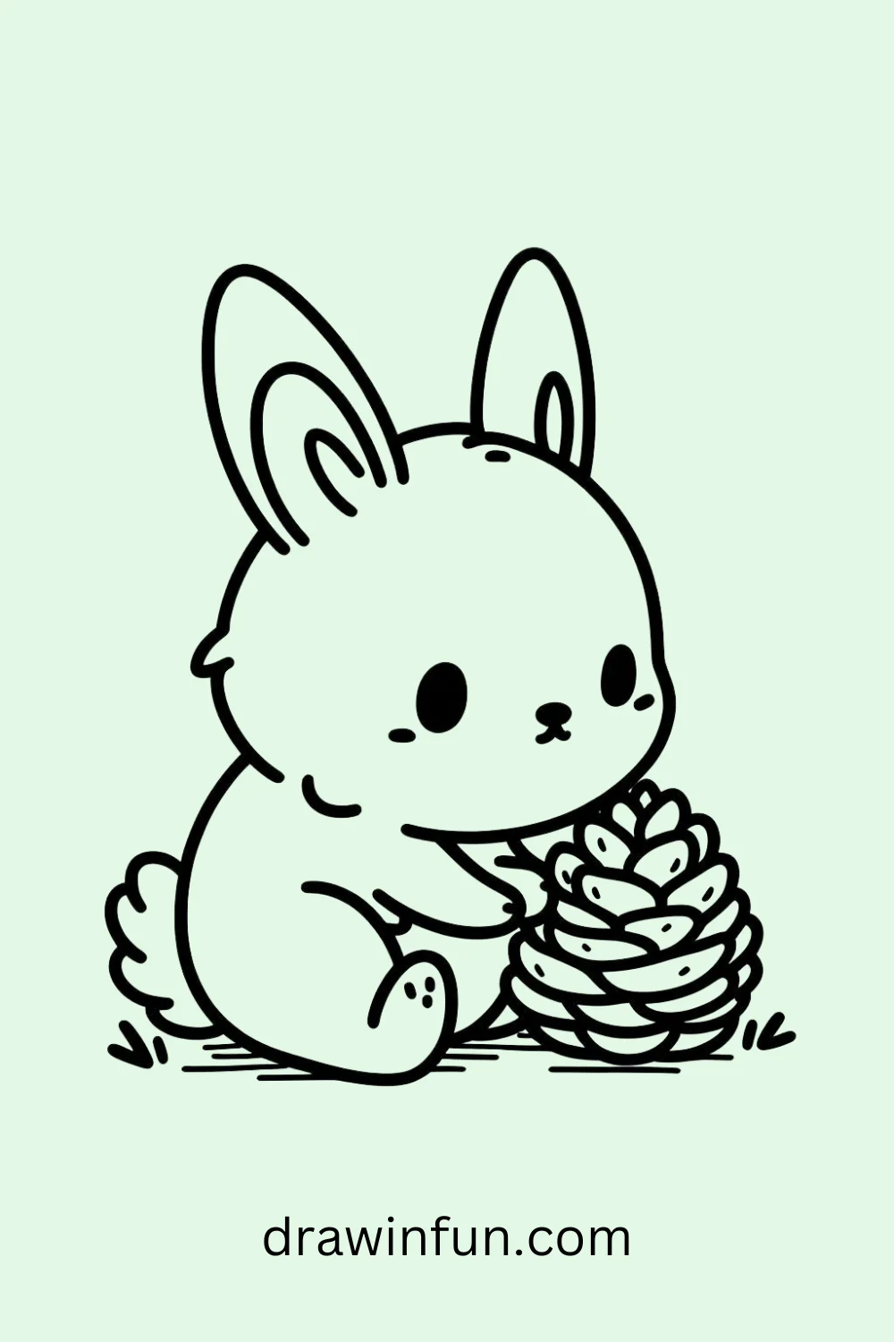 Bunny Playing with a Pinecone easy drawing