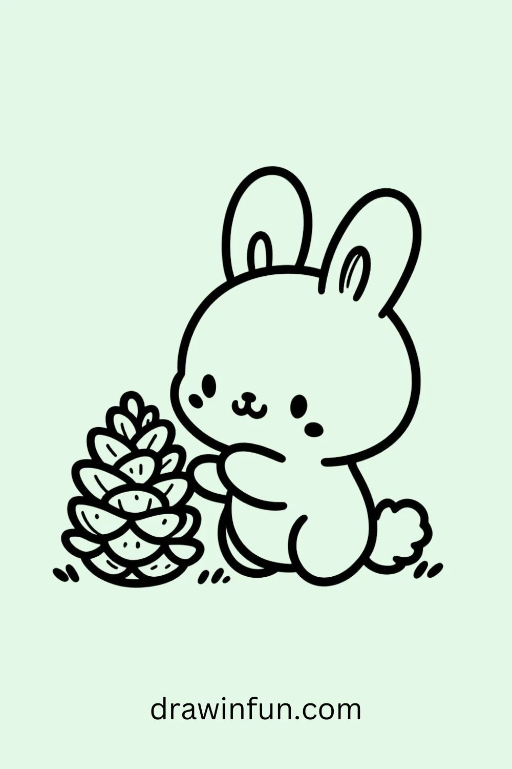 Bunny Playing with a Pinecone easy drawing