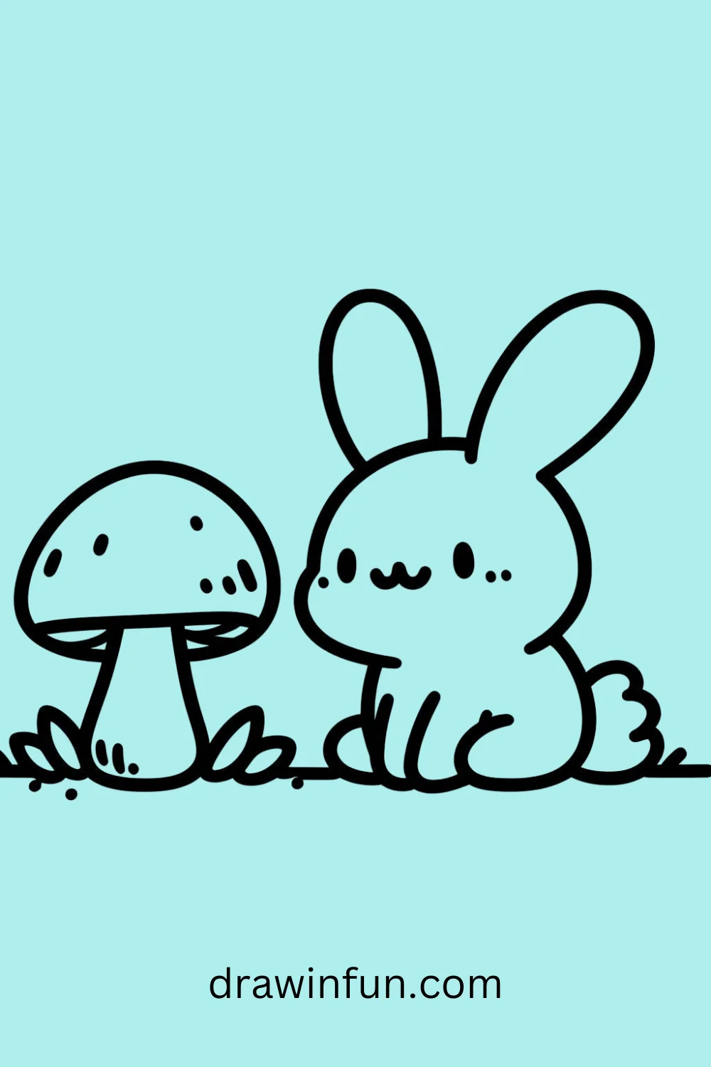 Bunny with a Mushroom easy drawing